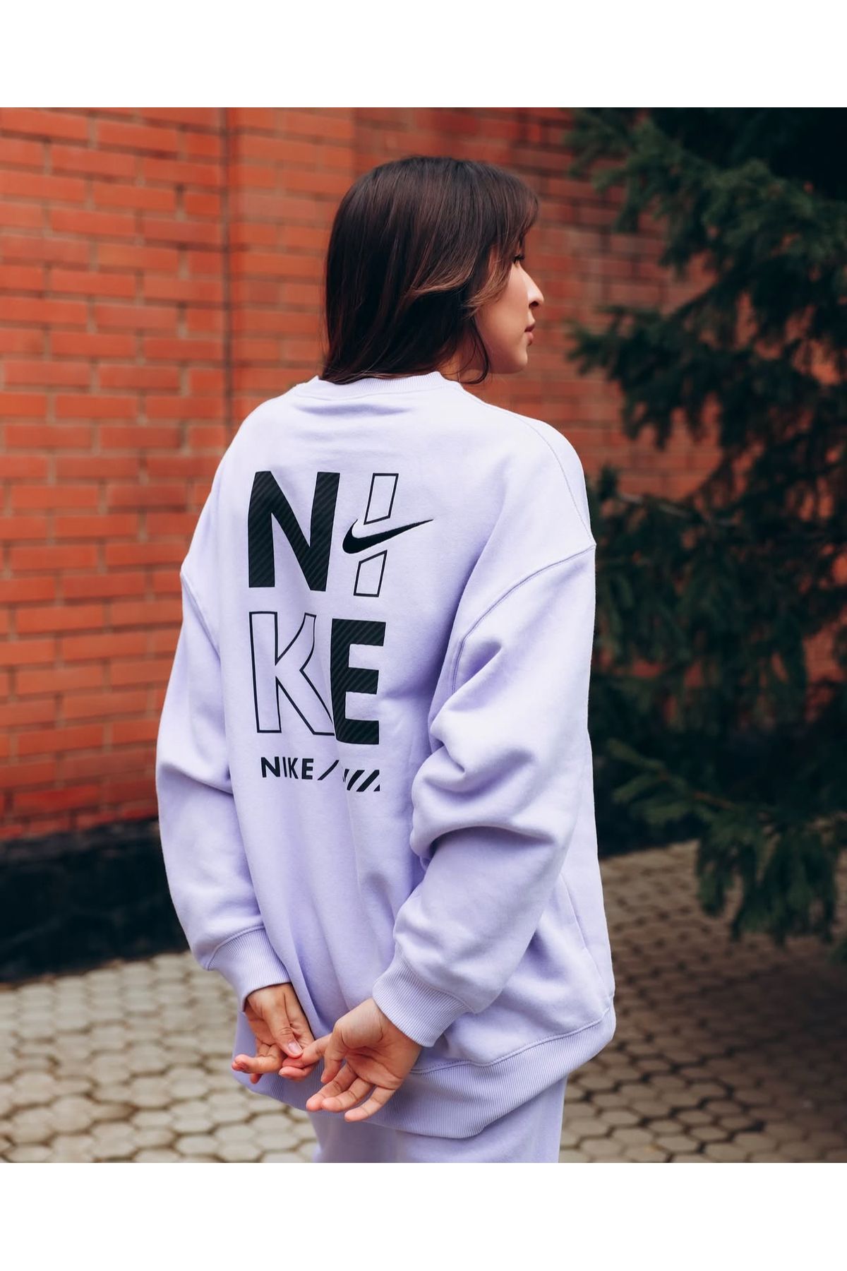 Nike Sportswear Gel Oversized Fleece Crew-Neck Lila Kadın Sweatshirt