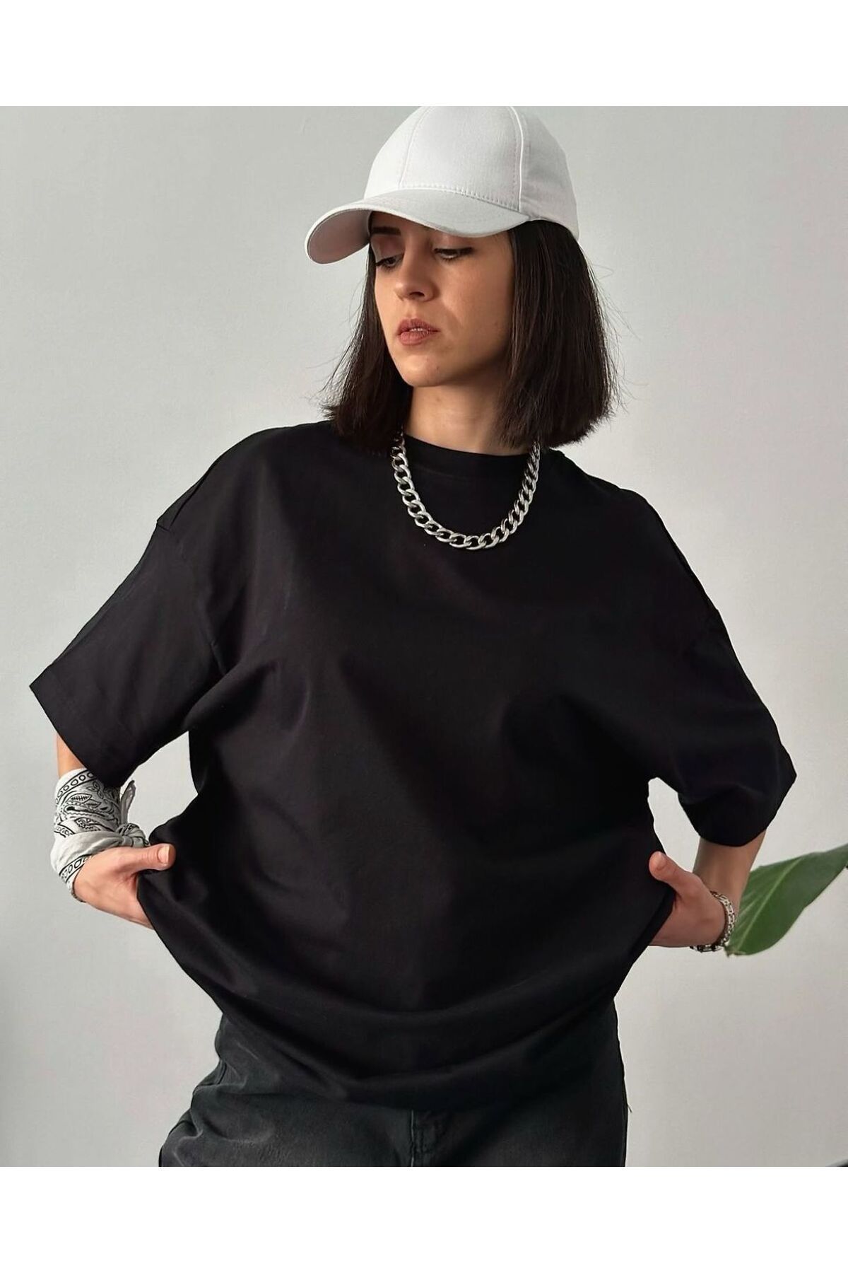 ervafashion Siyah Günlük Baskısız Rahat Giyim Mevmsimlik İnce T-SHİRT Unisex