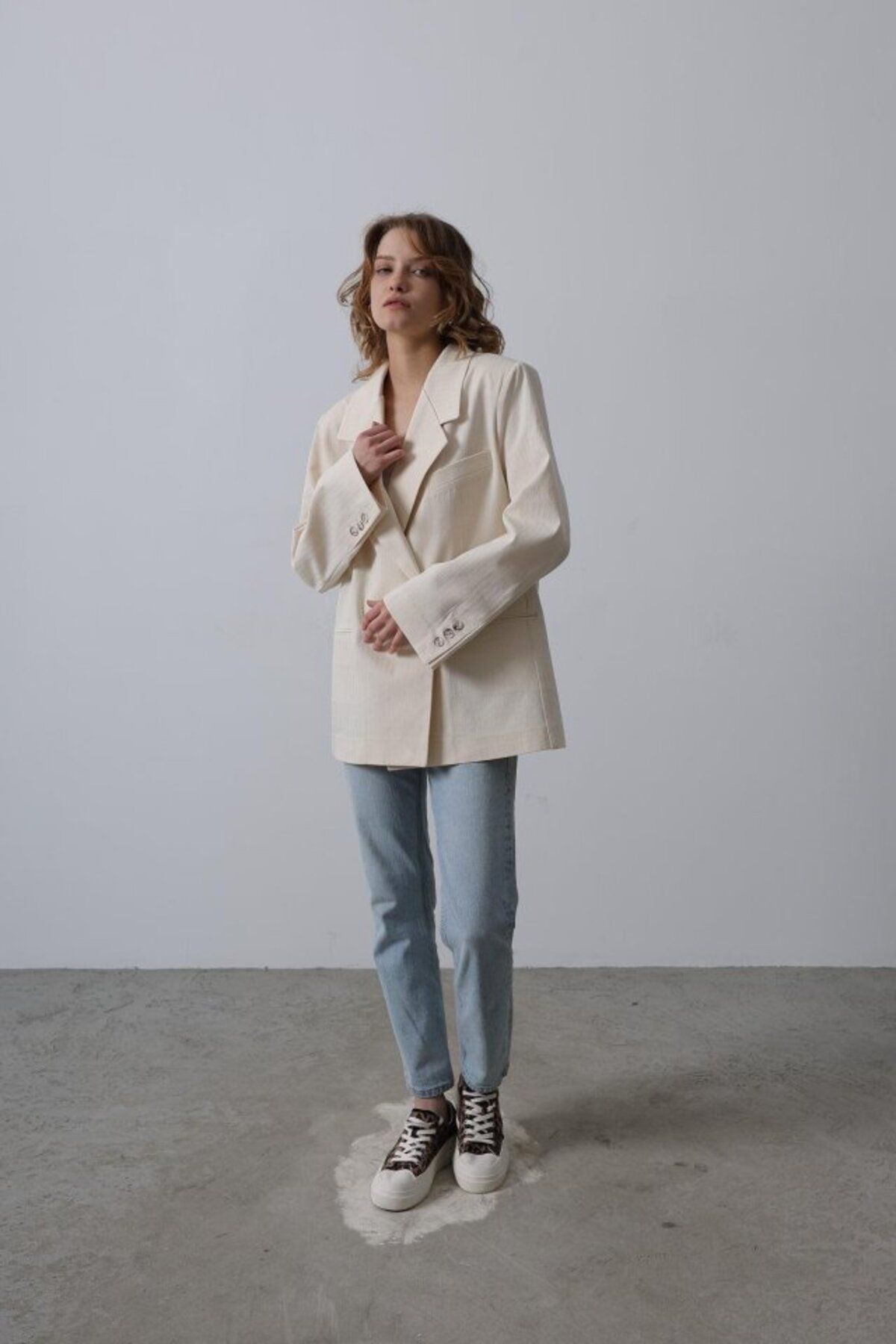 Albayrak Oversize Blazer Ceket - Natür