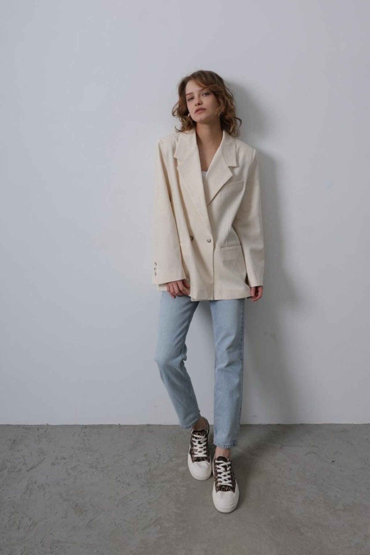 TUA MODA TUA MODA Oversize Blazer Ceket - Natür