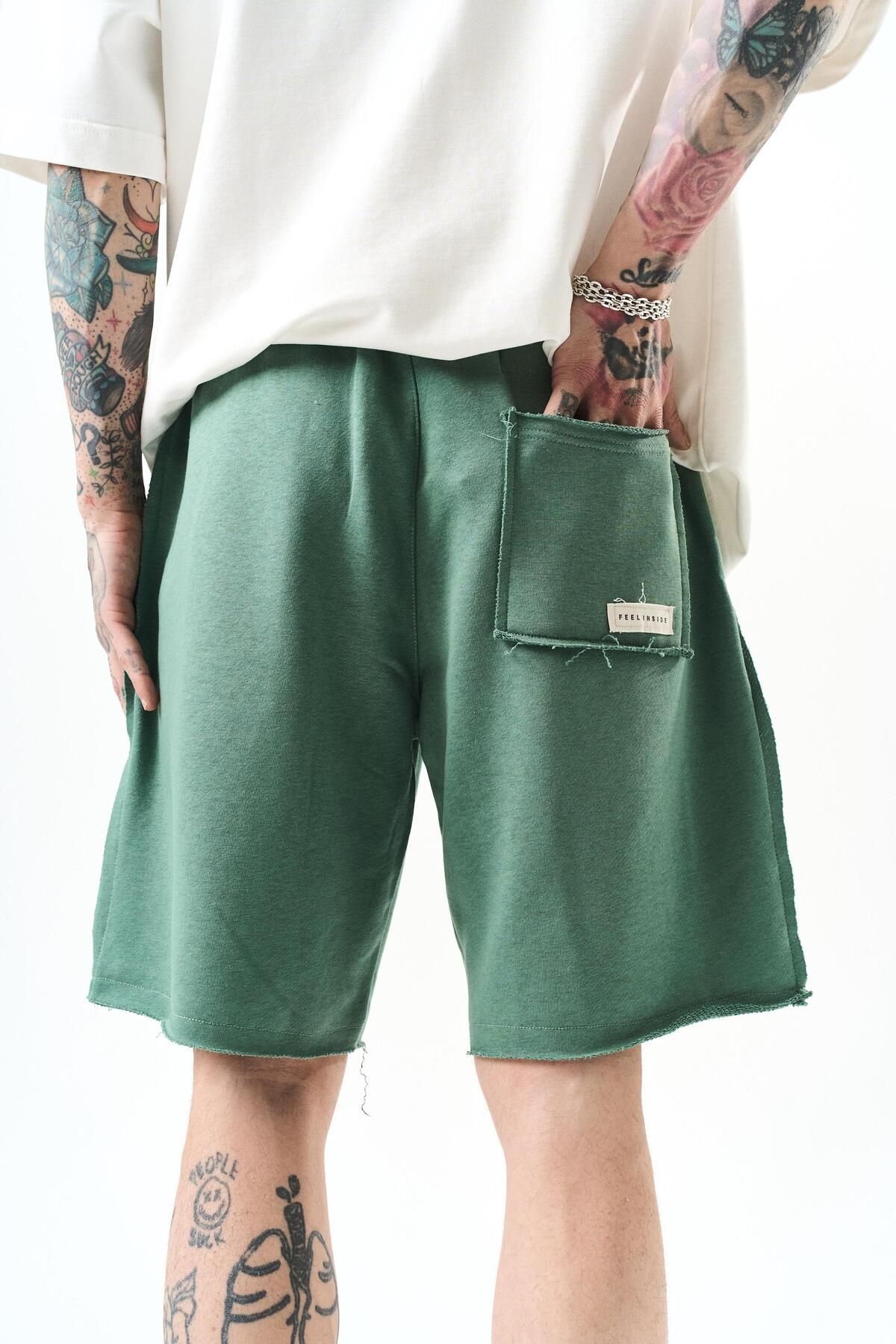 Respire-Ανδρικό σορτς Basic Green Dirty Stitched 6