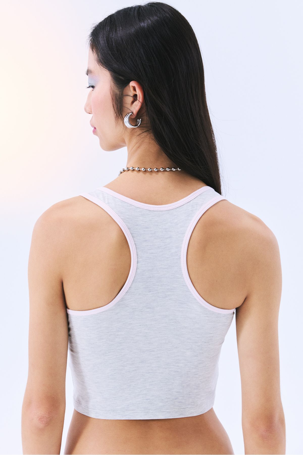 Penti-Remotable Padded Racer Back Crop Hellgraues Oberteil – Stitch-Kollektion 4