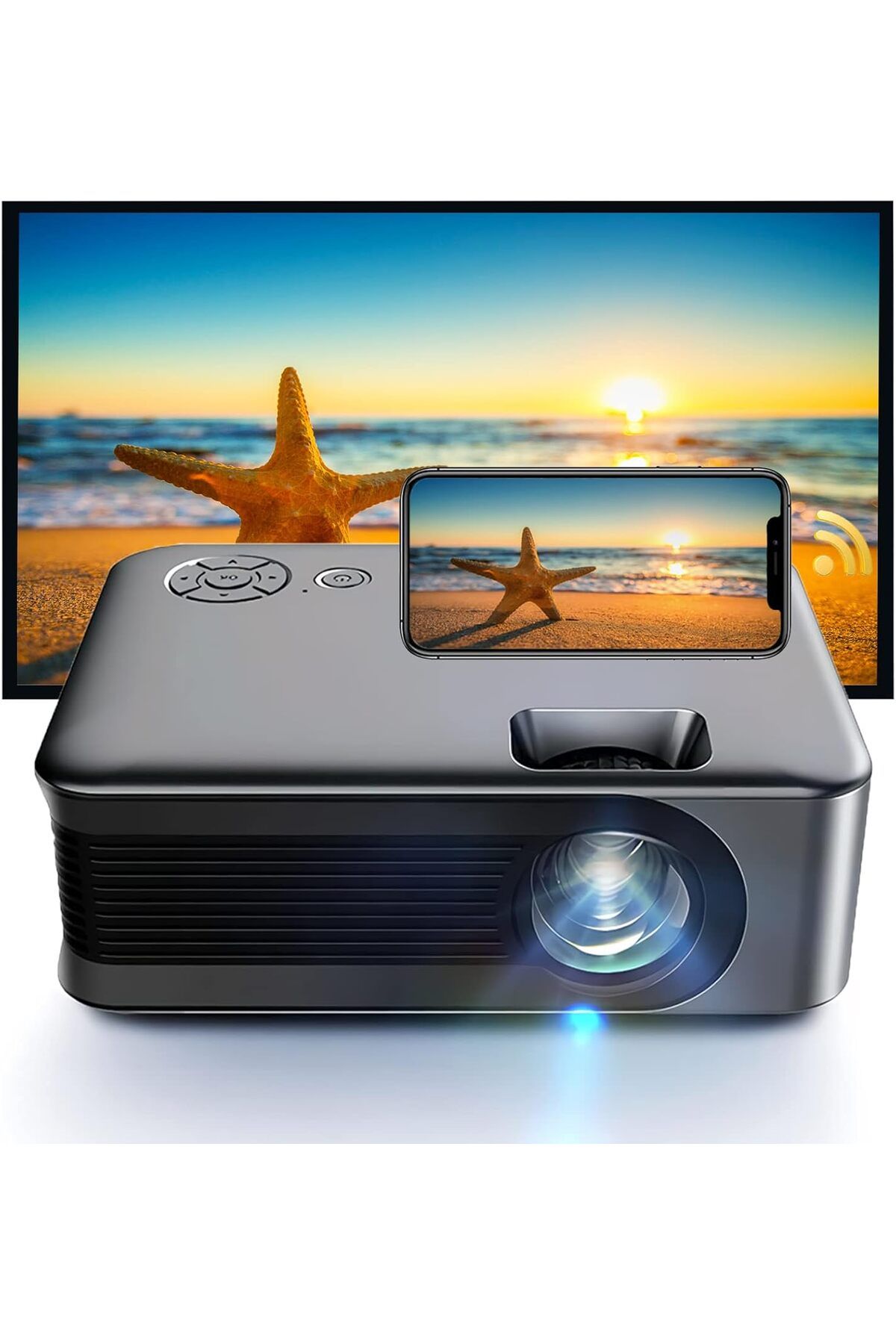 Monozone AUN A30C Ev Kamp Sineması Video Projektör Bataryalı Mini Projeksiyon Cihazı Hoparlörlü1080P