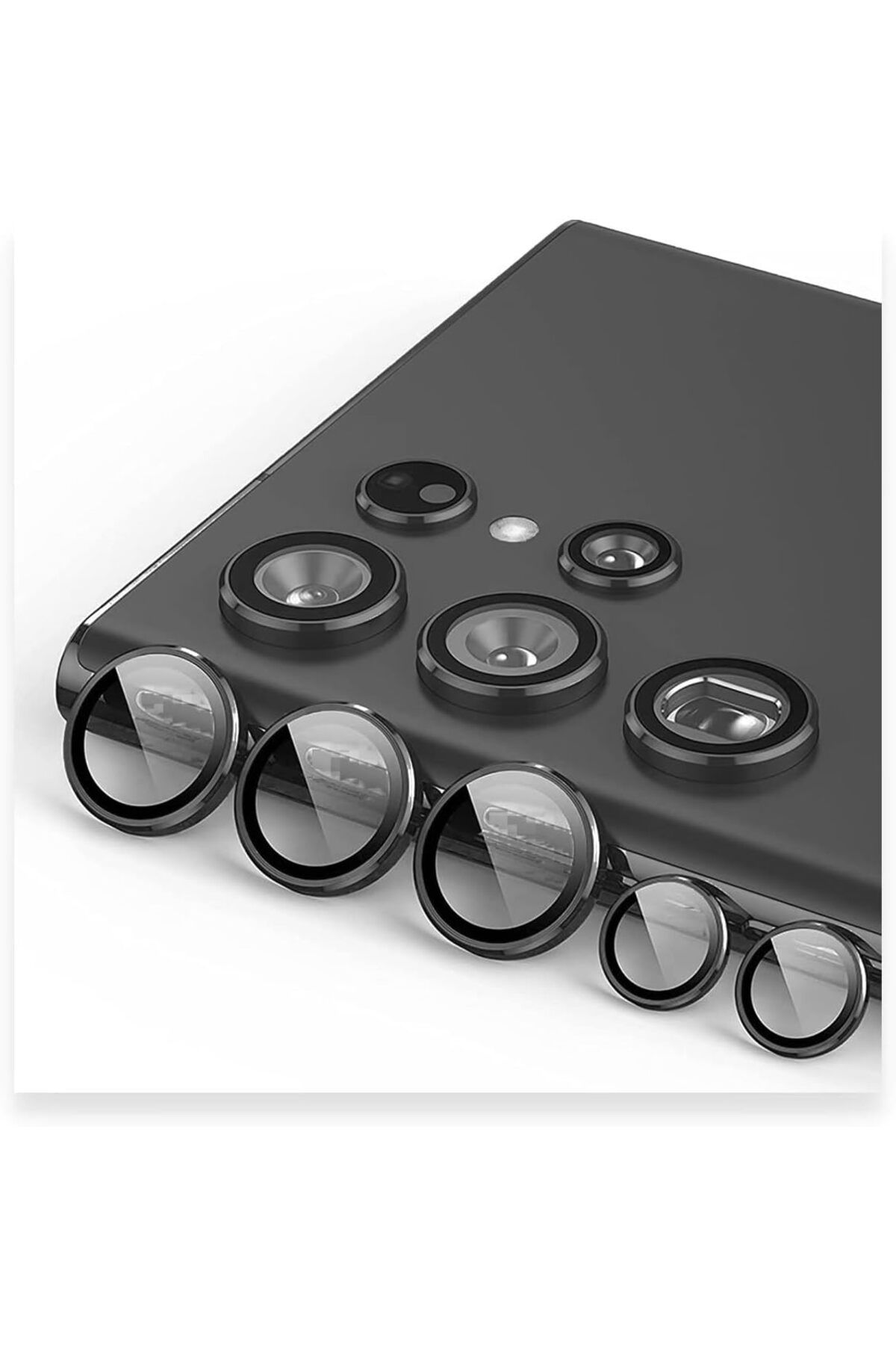 DERİK Eser Galaxy S23 için Kamera Lens Koruyucuları Metal Siyah Renk Temperli Cam Çizilmez bağımsız