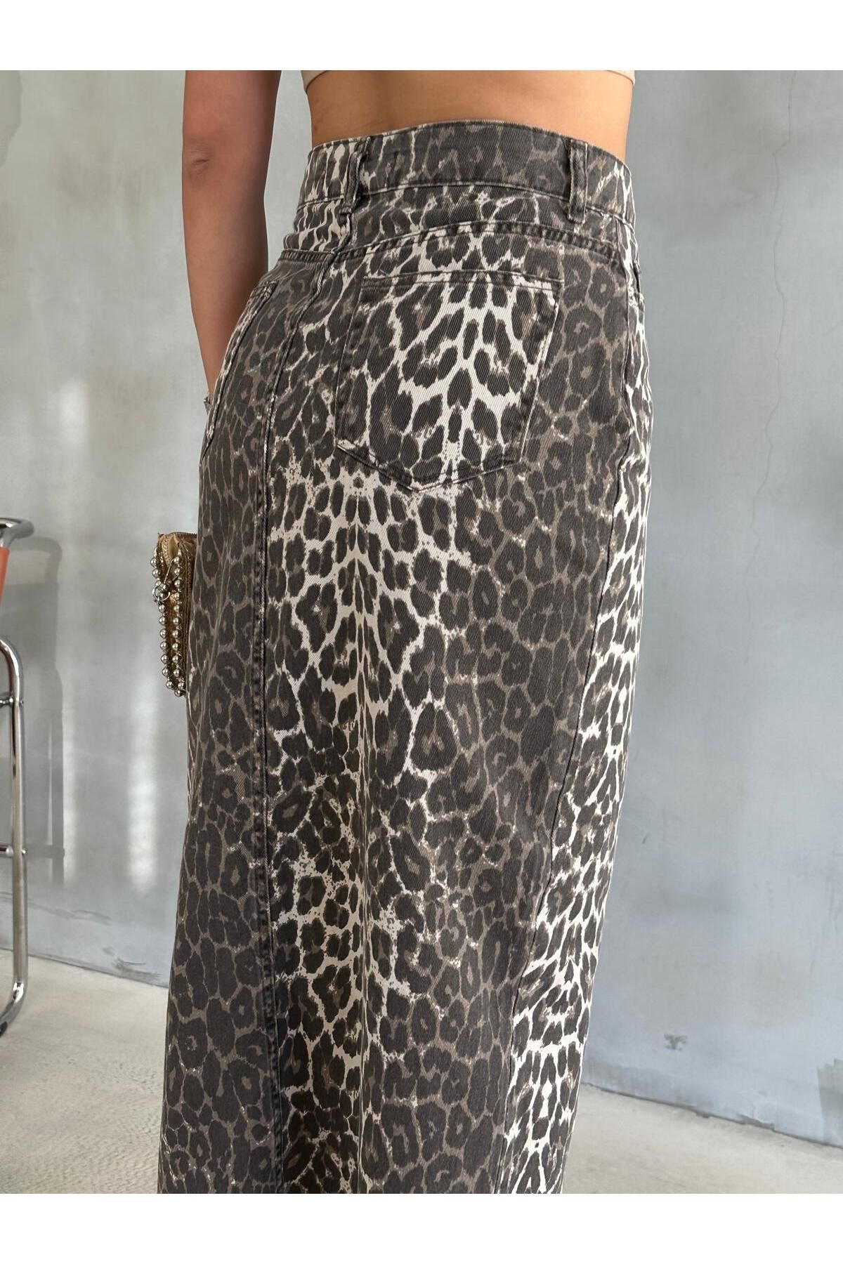 Zeo Basic-Leopard Patterned Maxi Skirt 5