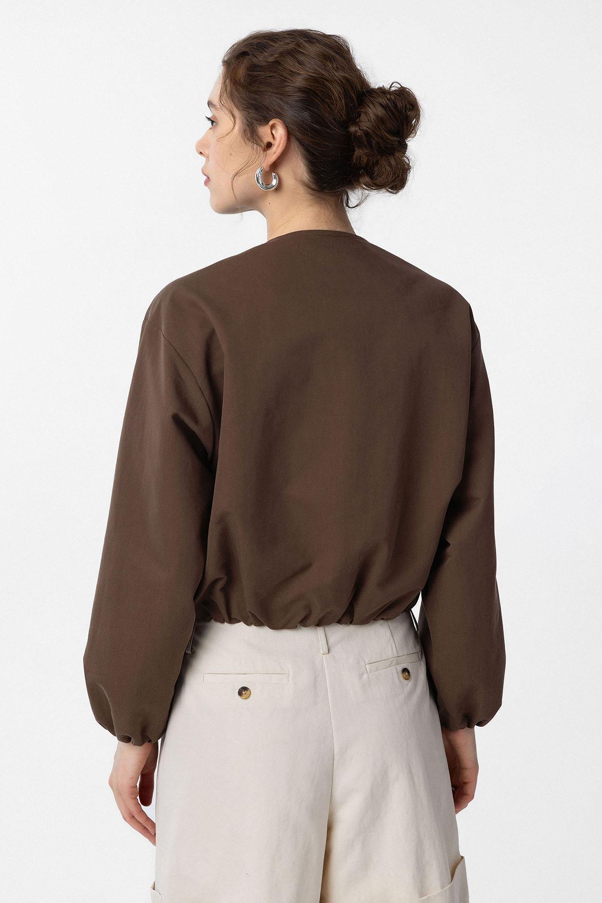 S13 Store Crop Kadın Bomber Mont görsel 4