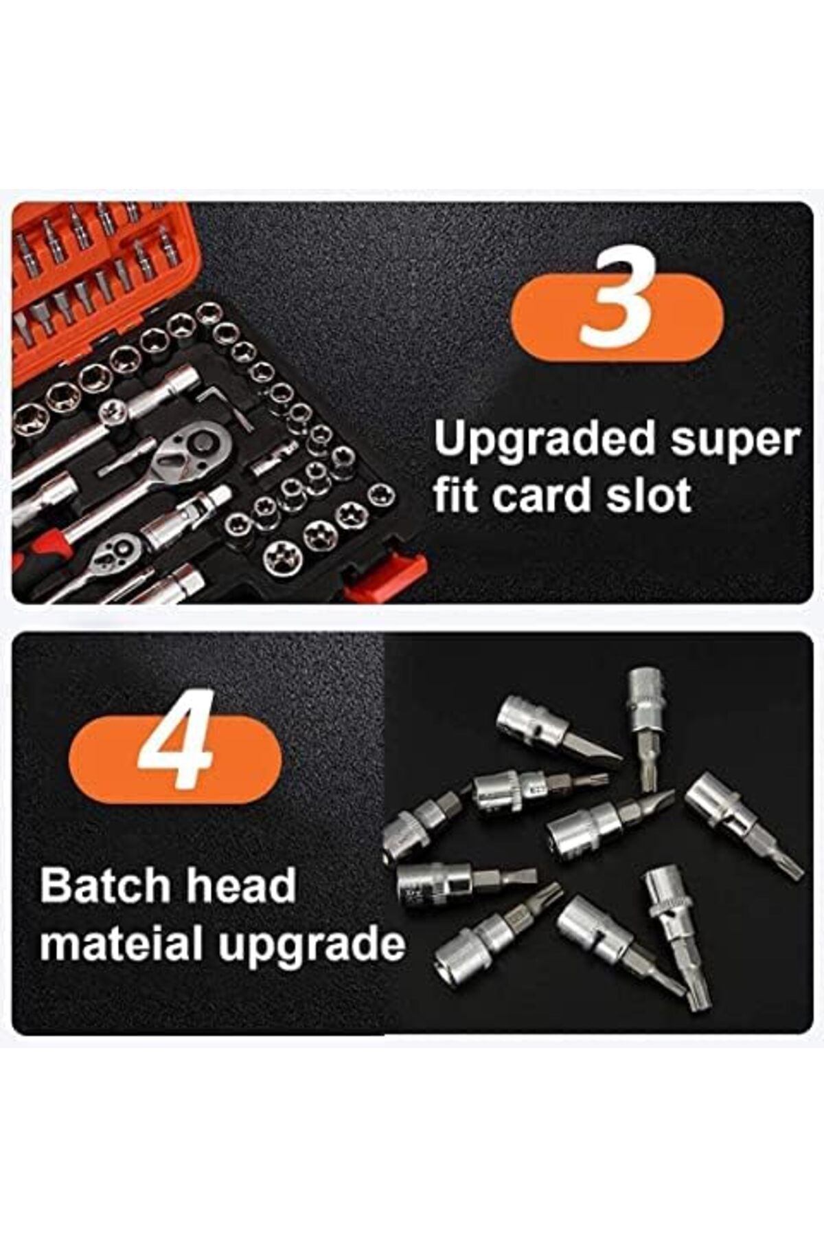 JNTRD-108PCS Mechanic Socket Tool Kit Set, 1/2" & 1/4" Drive Car Repair Wrench & Socket Set 4