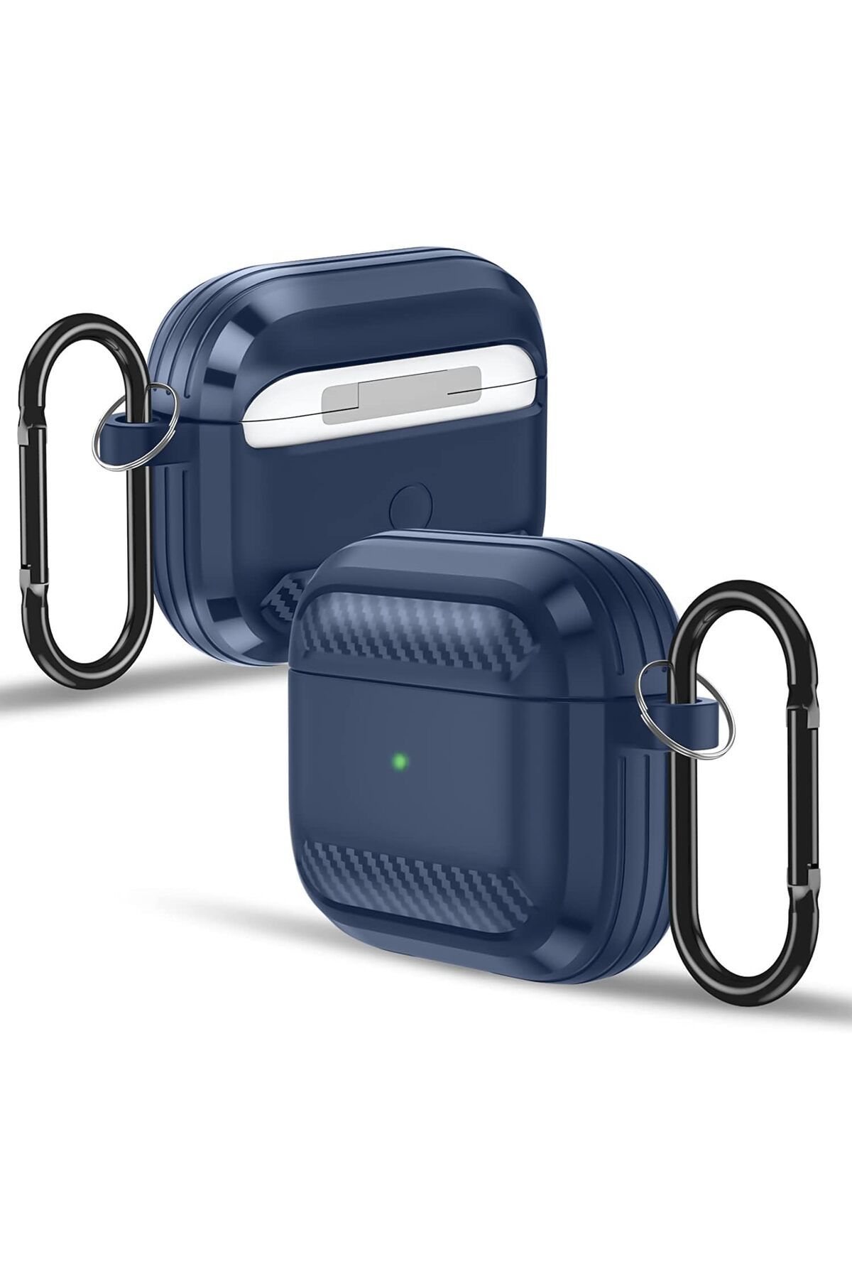 MEGOBİNE WHERE Airpods 3. Nesil ile Uyumlu Silikon Kılıf Fiber Karbon Görünüm Premium Airpods Kılıfı