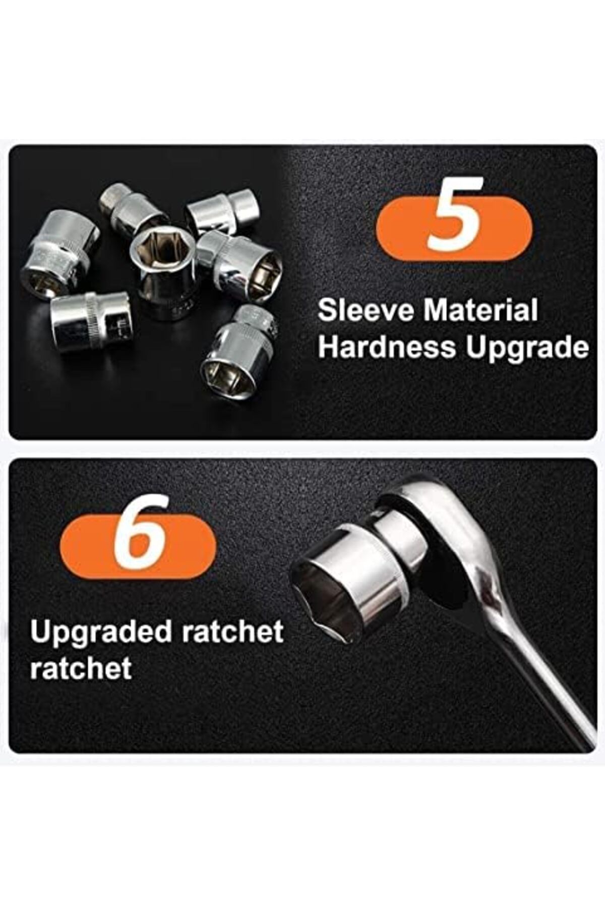 JNTRD-108PCS Mechanic Socket Tool Kit Set, 1/2" & 1/4" Drive Car Repair Wrench & Socket Set 5