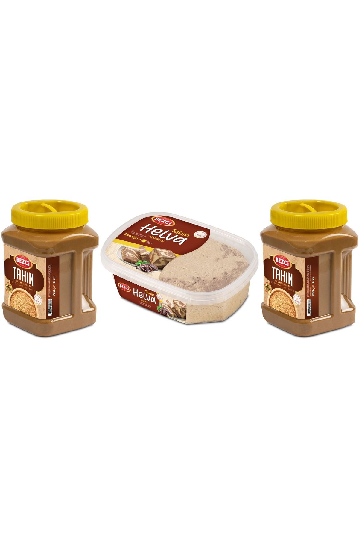 Bezci Kardeşler BEZCİ TAHİN 930g Çift Kavrulmuş 2li ve Helva Kakaolu 1665G Coğrafi İşaretli Manavgat Susamıyla