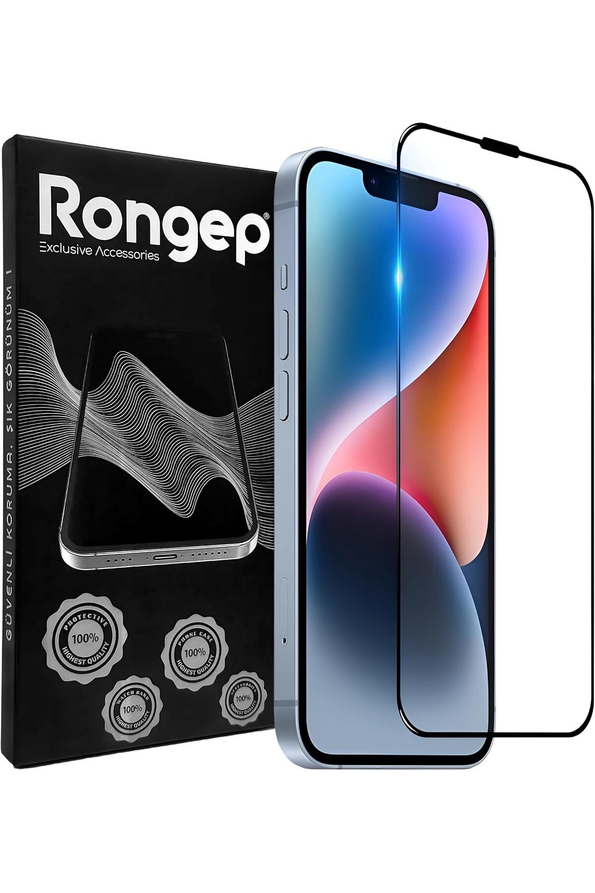 DERİK dsr iPhone 14/13/13 Pro (6.1") İçin Ekran Koruyucu Anti Static Temperli Cam 9H Sertliğinde Görü