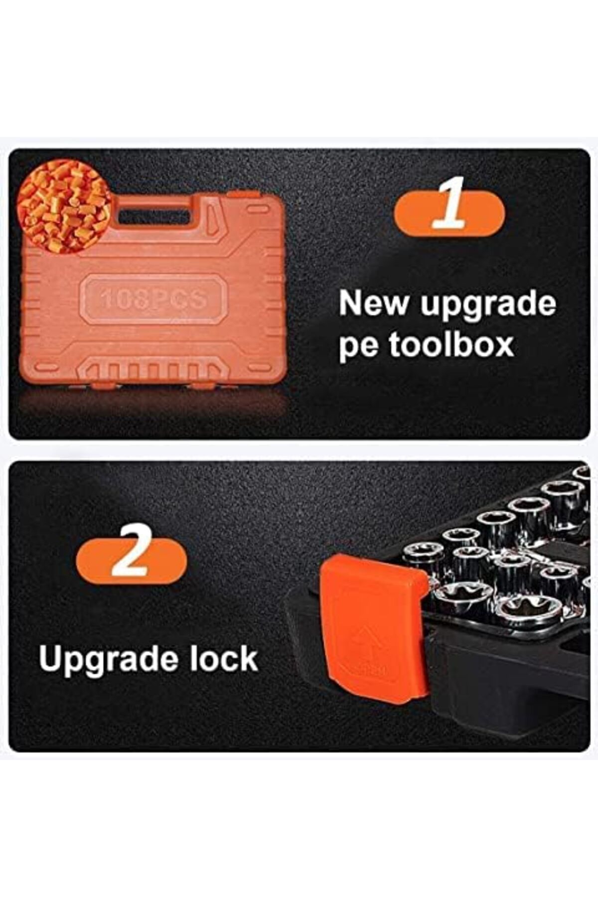 JNTRD-108PCS Mechanic Socket Tool Kit Set, 1/2" & 1/4" Drive Car Repair Wrench & Socket Set 3
