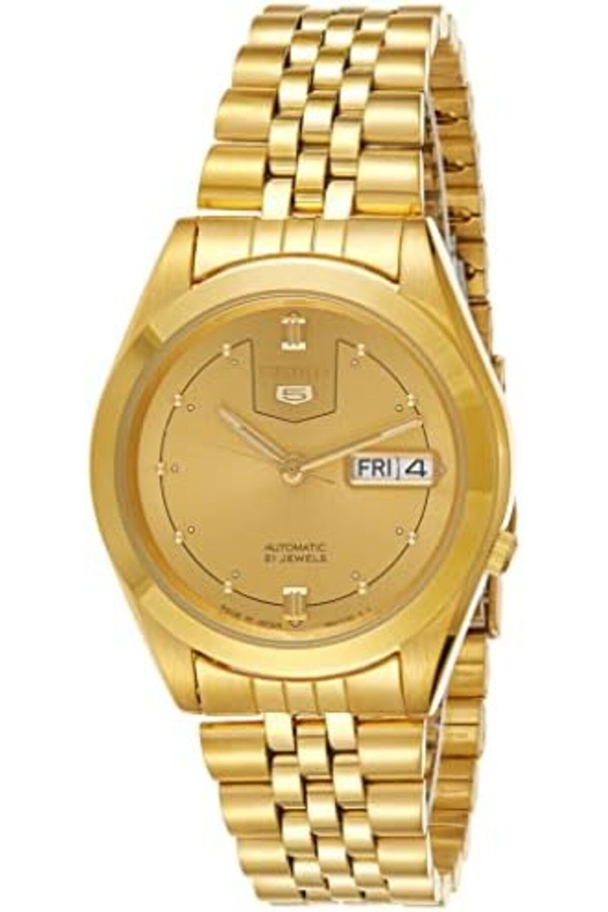Seiko-5 SNXC50J5 Automatic Men's Watch Gold Dial, Gold-Tone Bracelet, 36mm, Day-Date Display 2
