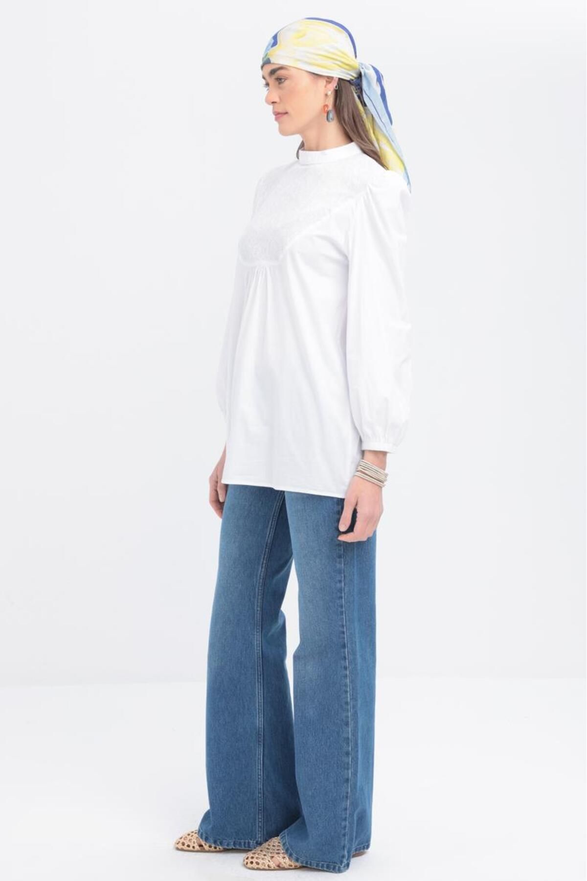 ALLDAY-Scallop Garnished Handle Elastic Poplin Tunic X50249A0 2