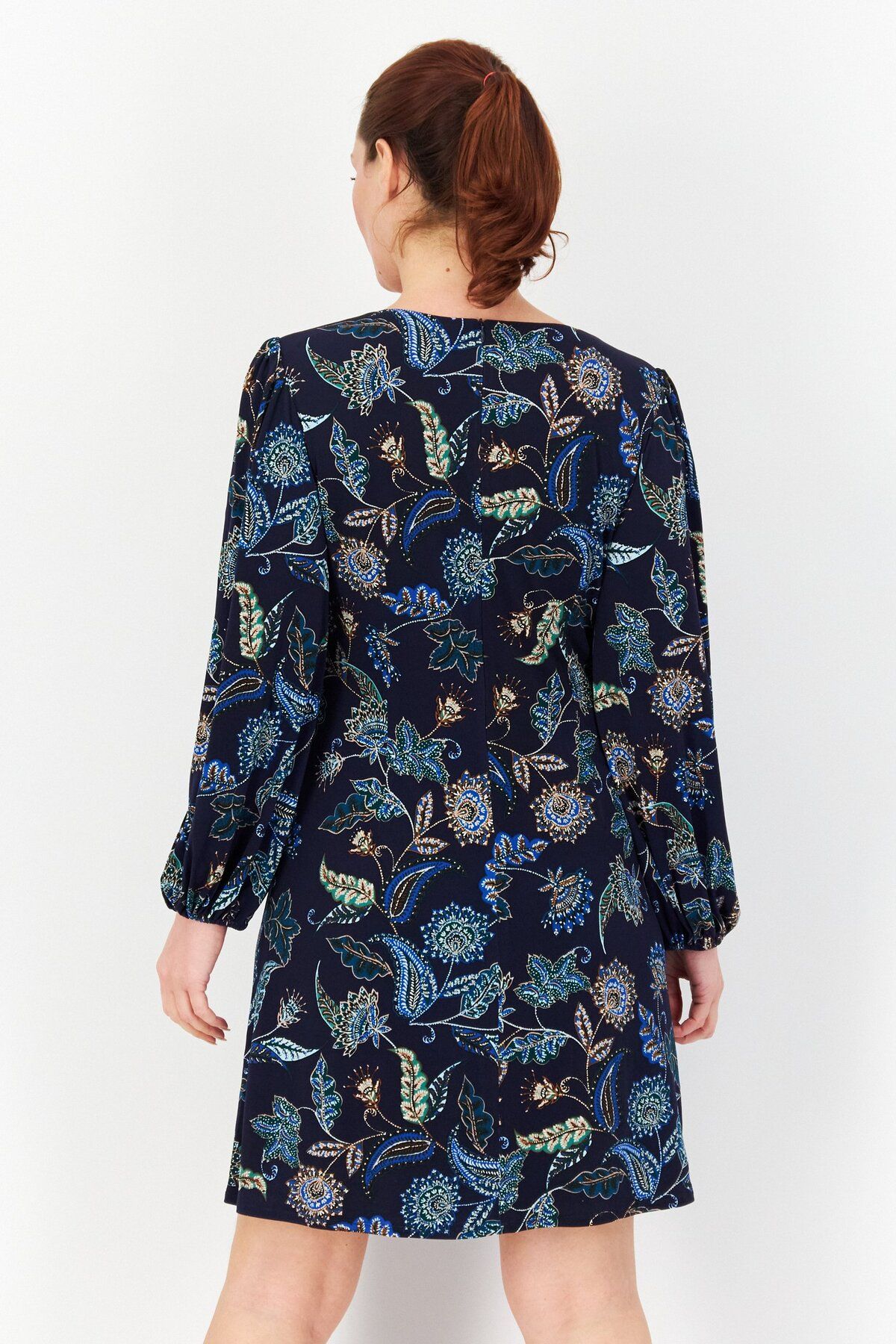 Vince Camuto-Women All Over Print Mini Casual Dress, Navy Combo 3