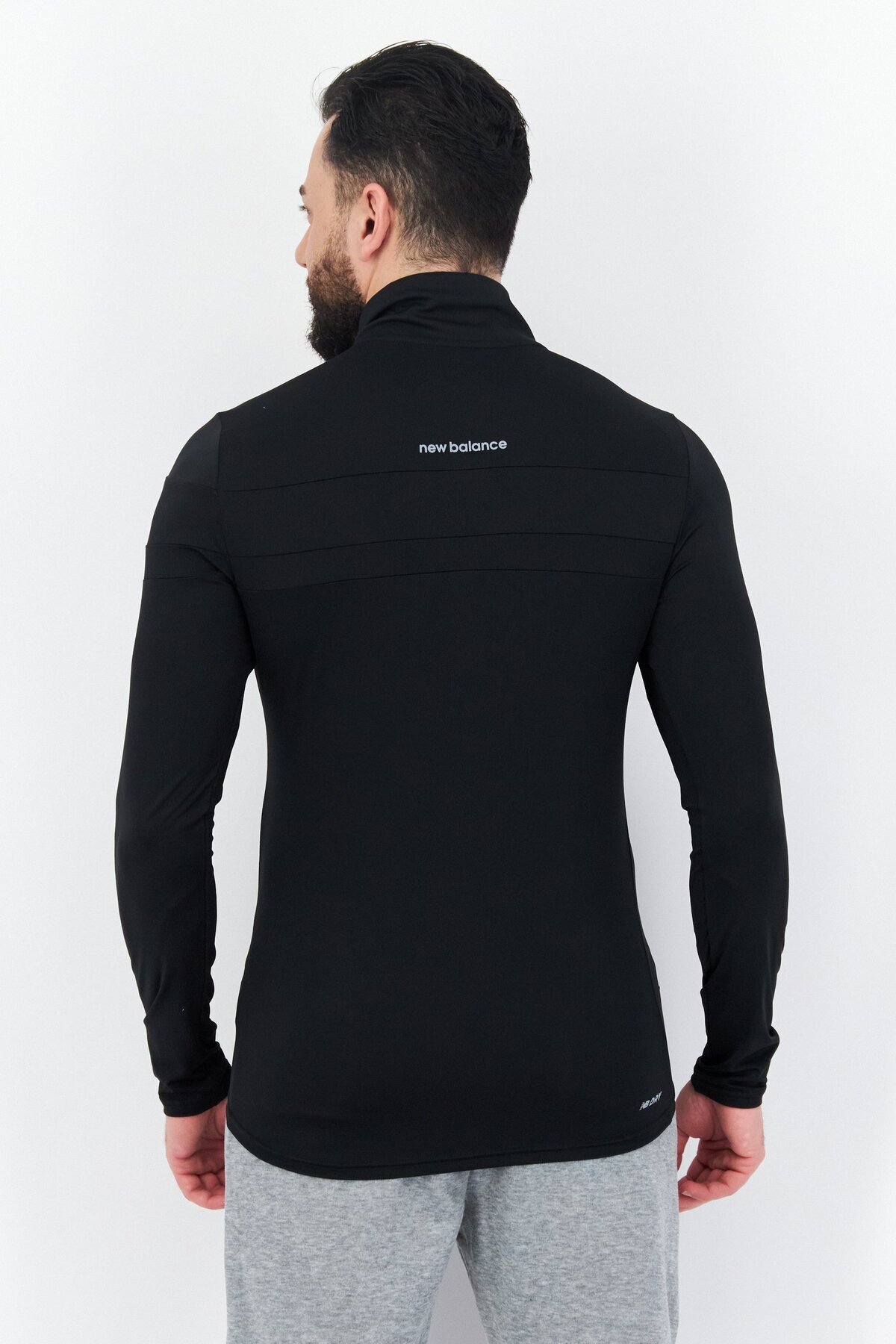 New Balance-Men Sportswear Fit High Neck Long Sleeves Running Sweatshirt, Black 4