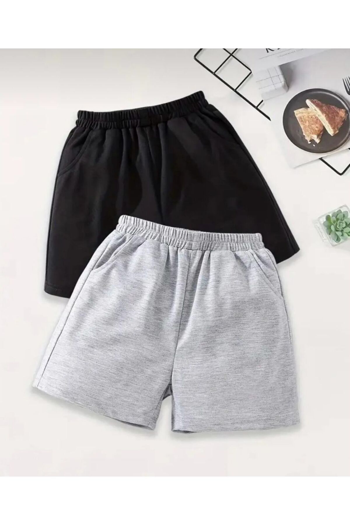 LACKH-2 Pieces Shorts Black Gray Comfortable Sweat Repellent 1