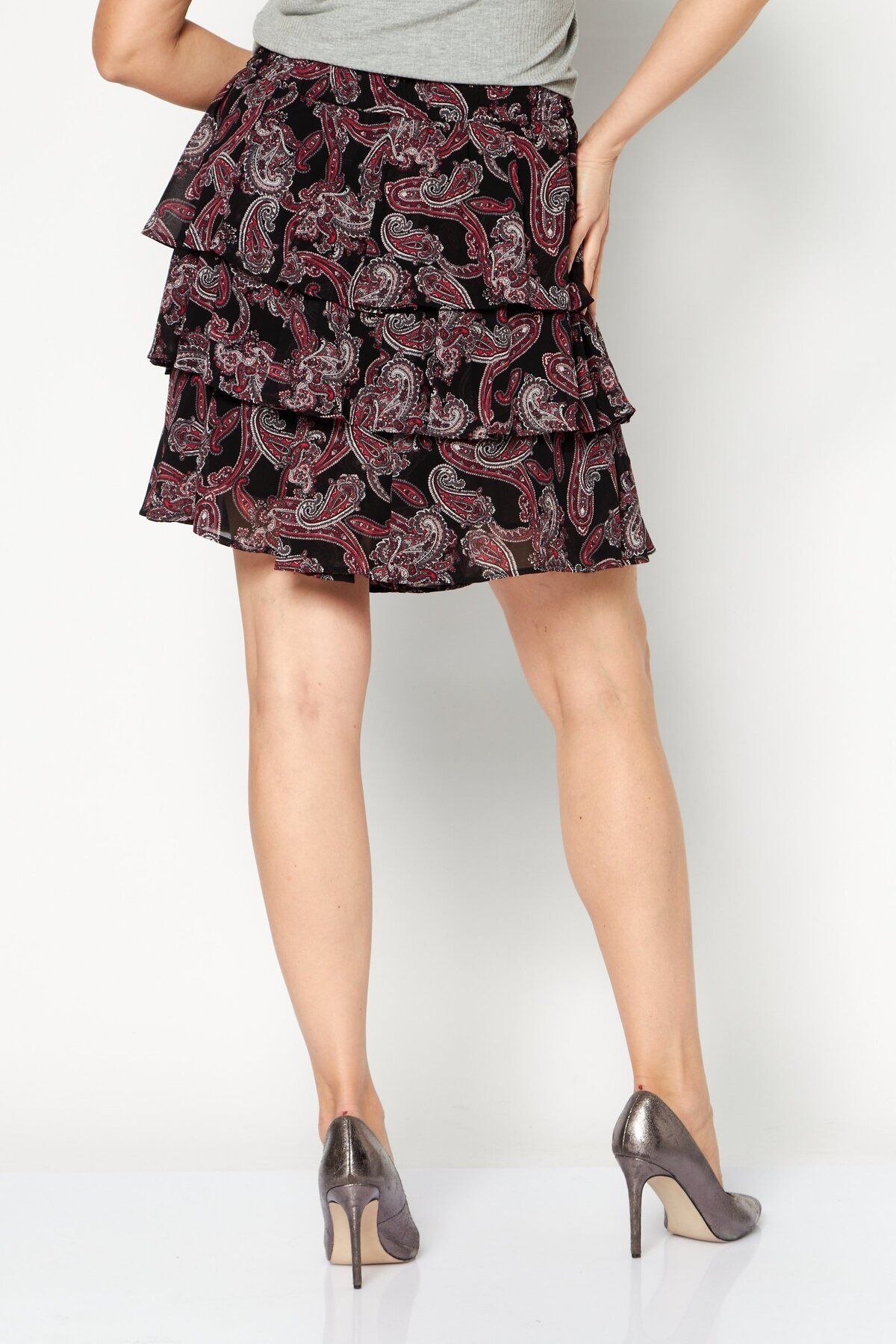 Michael Kors-Women Floral Printed Mini Skirt, Black 3