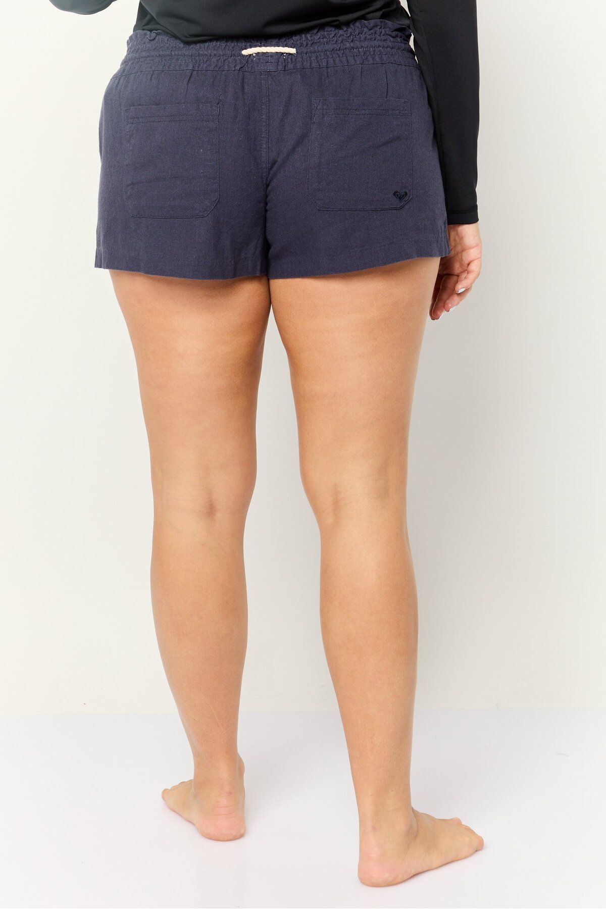 Roxy-Women Plain Drawstring Beachwear Shorts, Navy 3