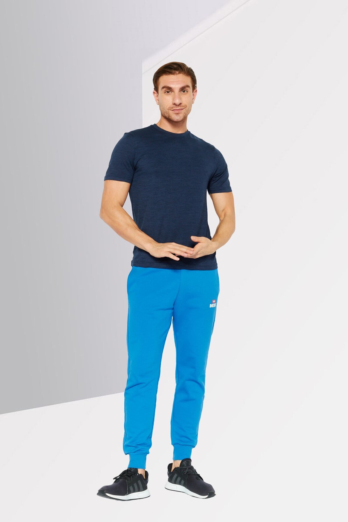 Diesel-Men Drawstring Brand Logo Jogger Pants, Blue 2