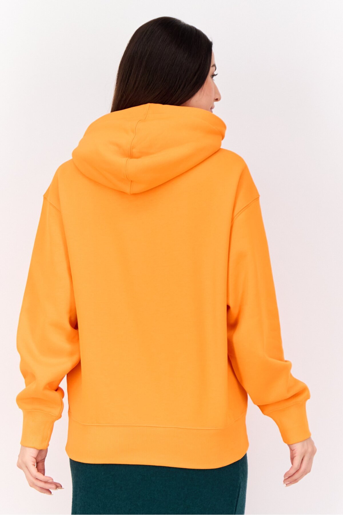 Esprit-Women Long Sleeves Brand Logo Hooded Sweatshirts, Orange 4