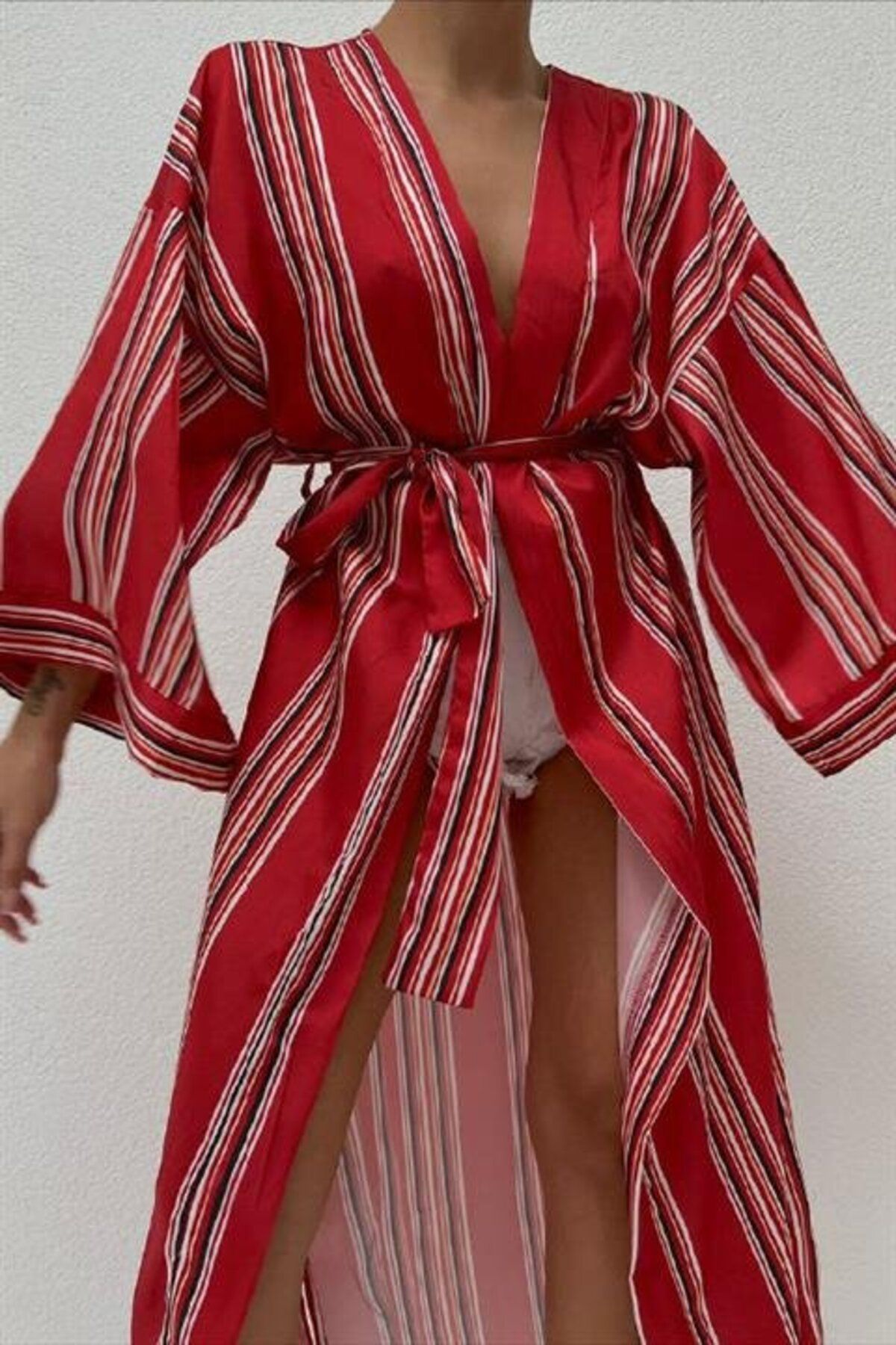 NOSTALJİX Lucinda Çizgili Kimono 5014-04