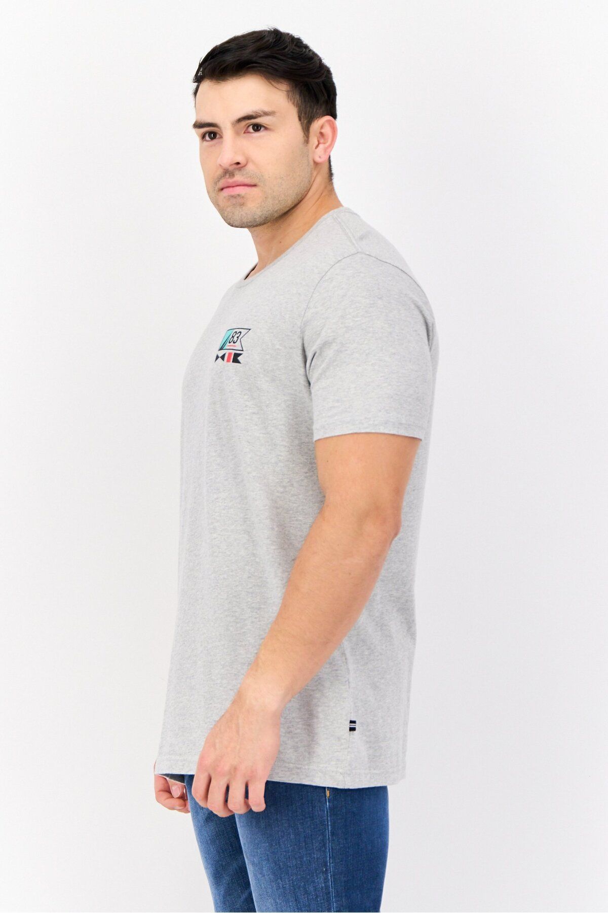 Nautica-Men Crew Neck Short Sleeves Graphic Print T-shirt, Light Grey 2