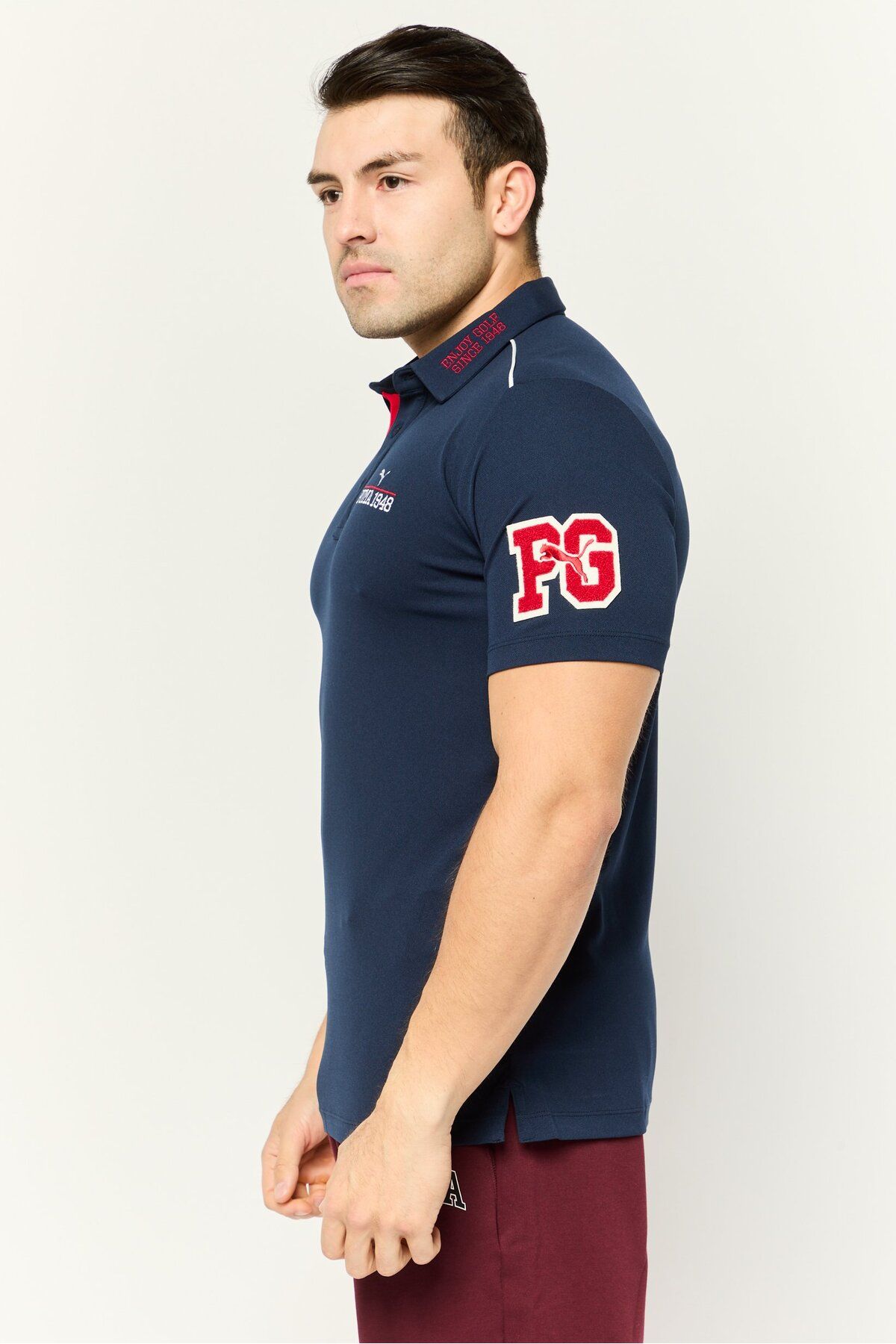 Puma-Men Sportswear Fit Embroidered Short Sleeves Golf Polo Shirt, Navy 3