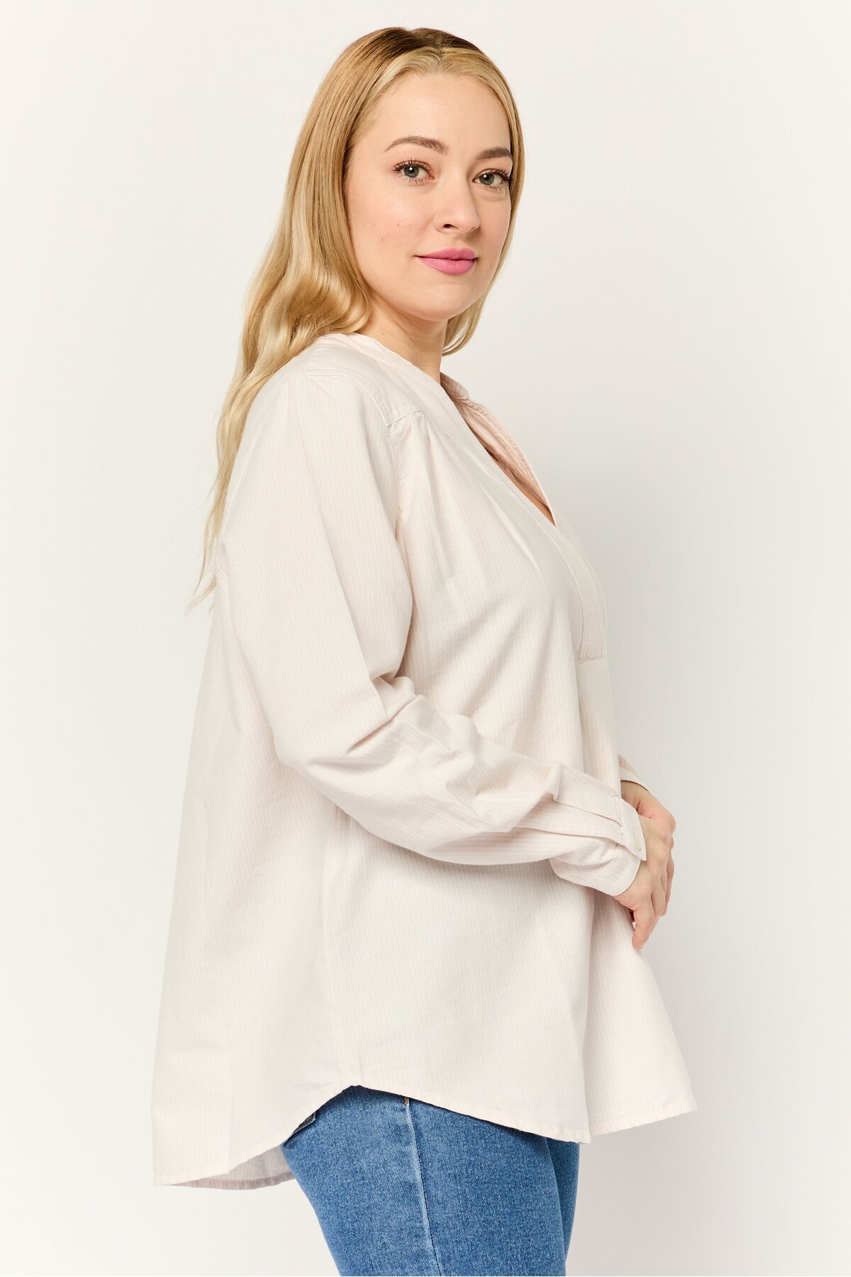 Esprit-Women V-Neck Long Sleeves Textured Blouse, Multicolor 3