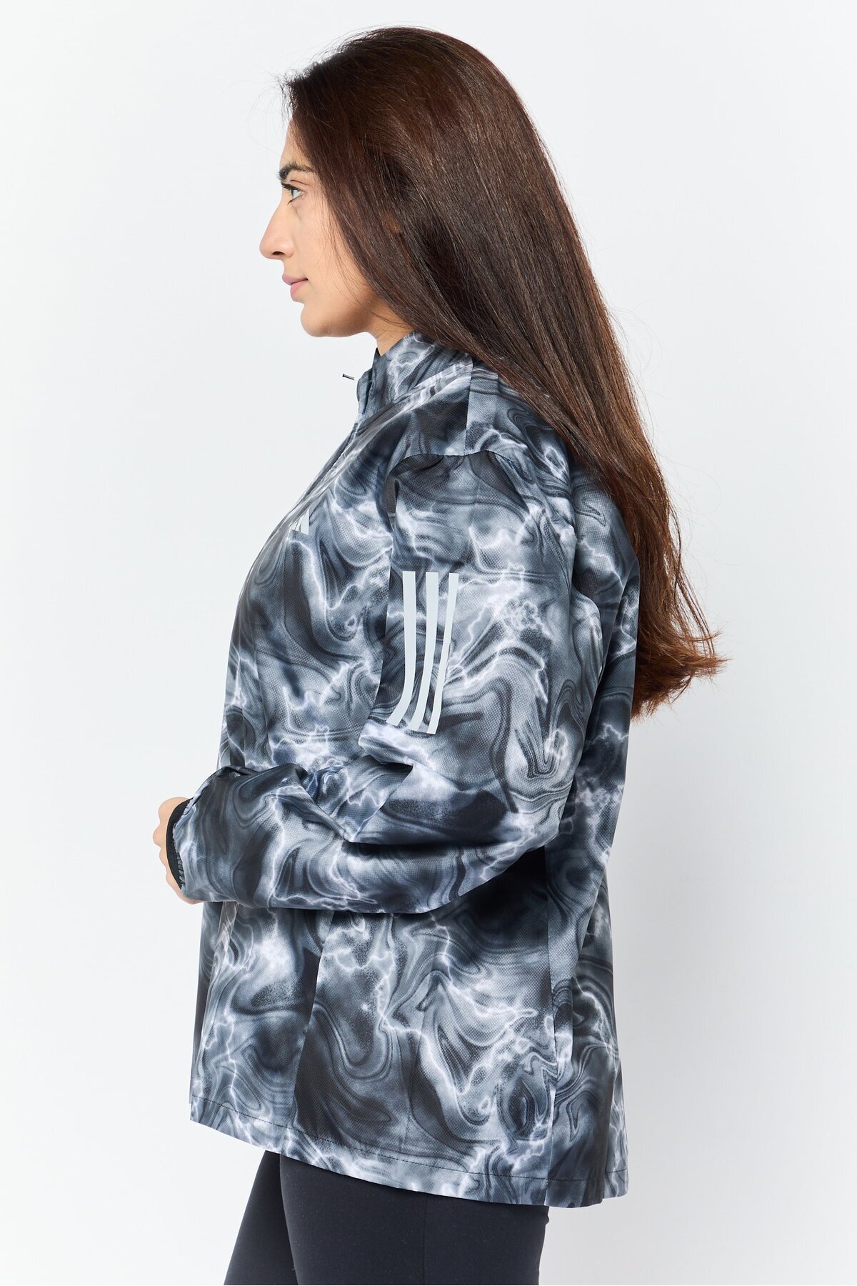 adidas-Women Sportswear Fit Long Sleeve Running Jackets, Grey 3