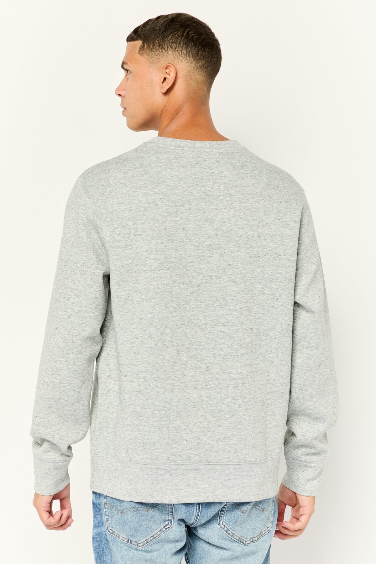 AMERICAN EAGLE-Men Crew Neck Long Sleeves Brand Logo Sweatshirt, Grey 4