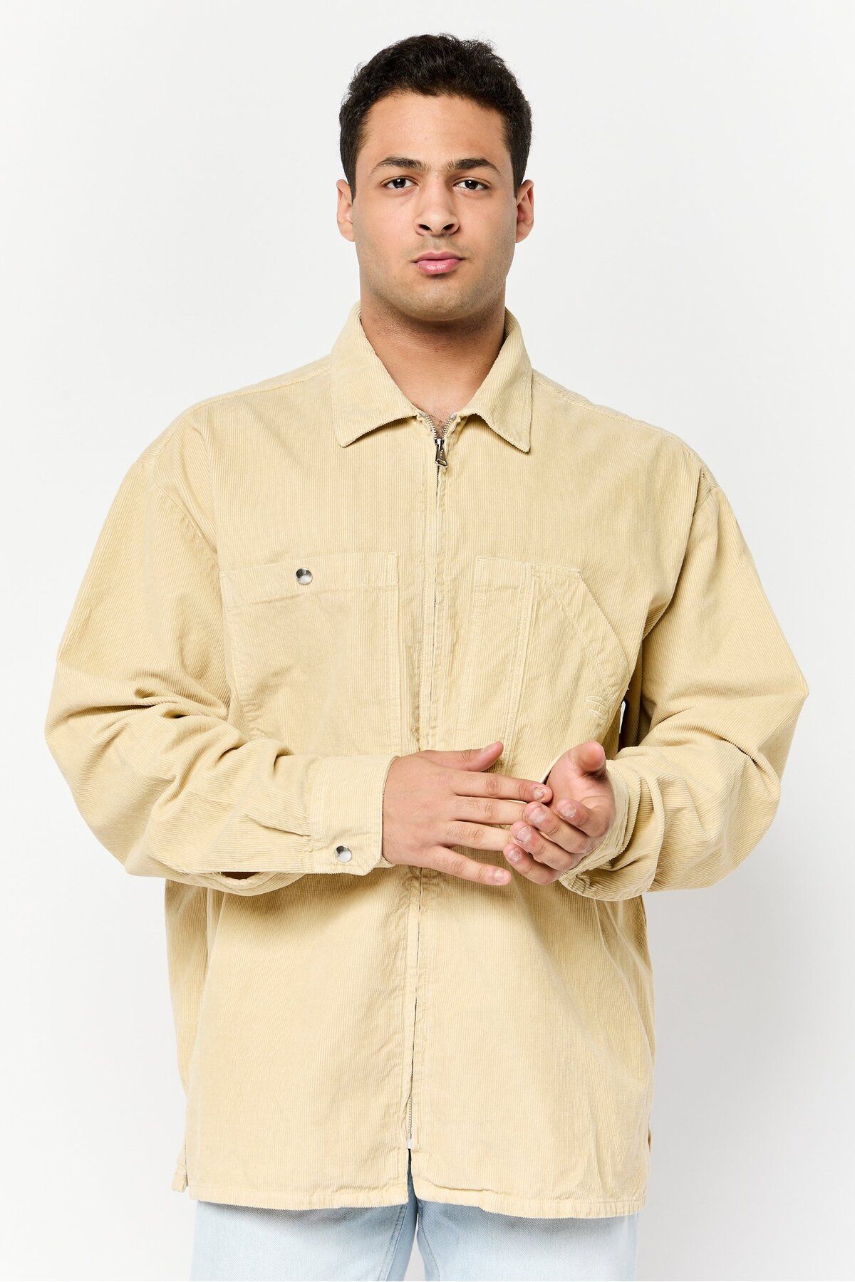 Diesel-Men Micro Corduroy Jacket Shirt, Khaki 1