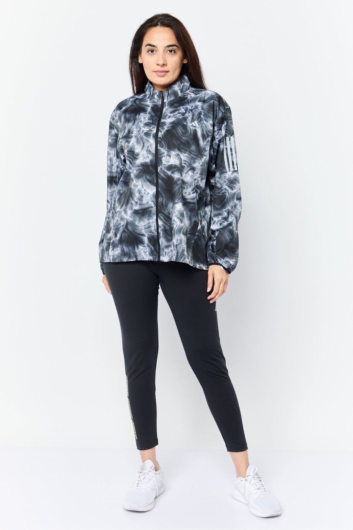adidas-Women Sportswear Fit Long Sleeve Running Jackets, Grey 4
