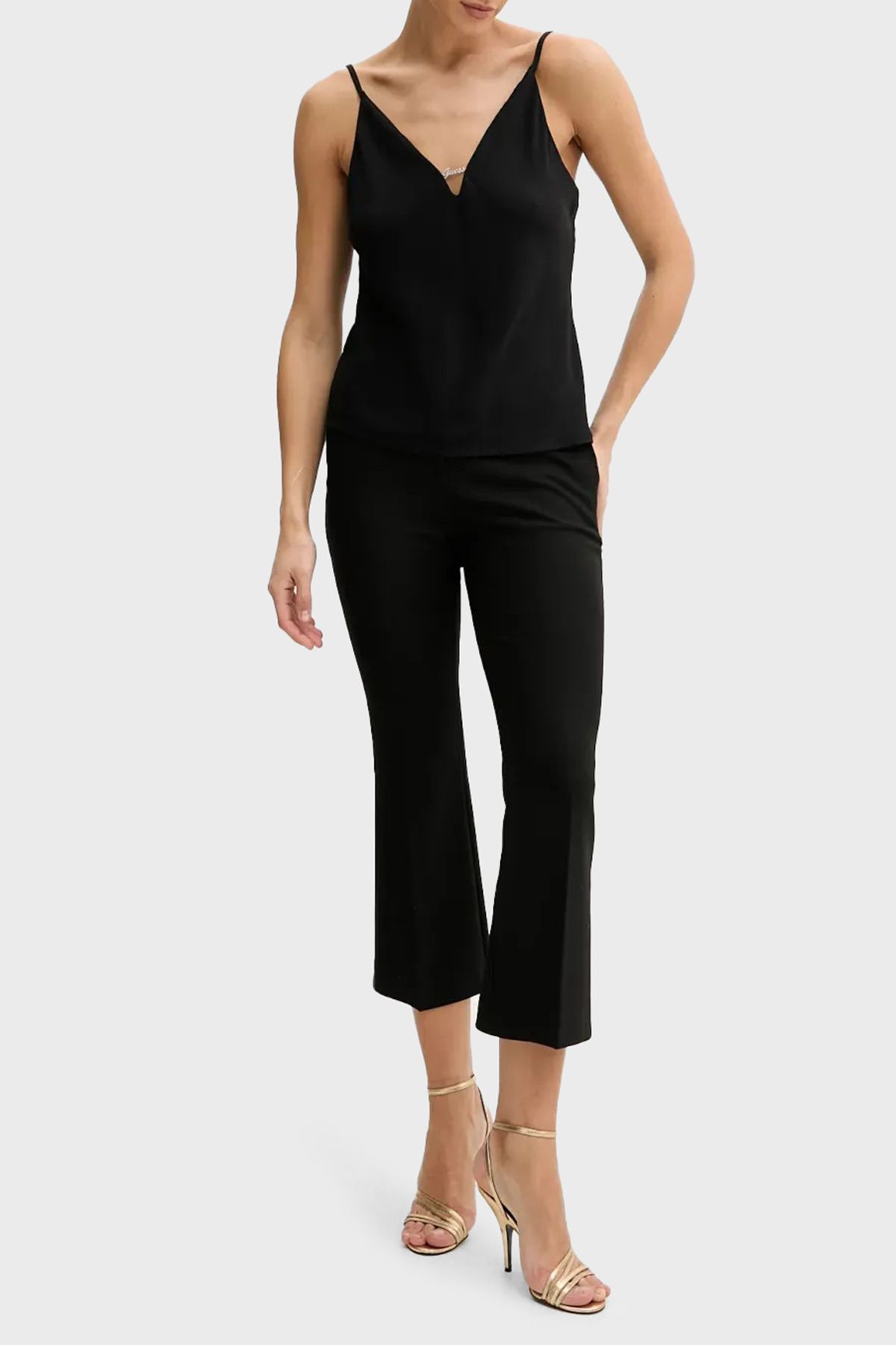 Guess-Caroline Regular Fit με λαιμόκοψη μπάλα με λογότυπο W5GH58WGLD2 TOP W5GH58 WGLD2 JBLK 3