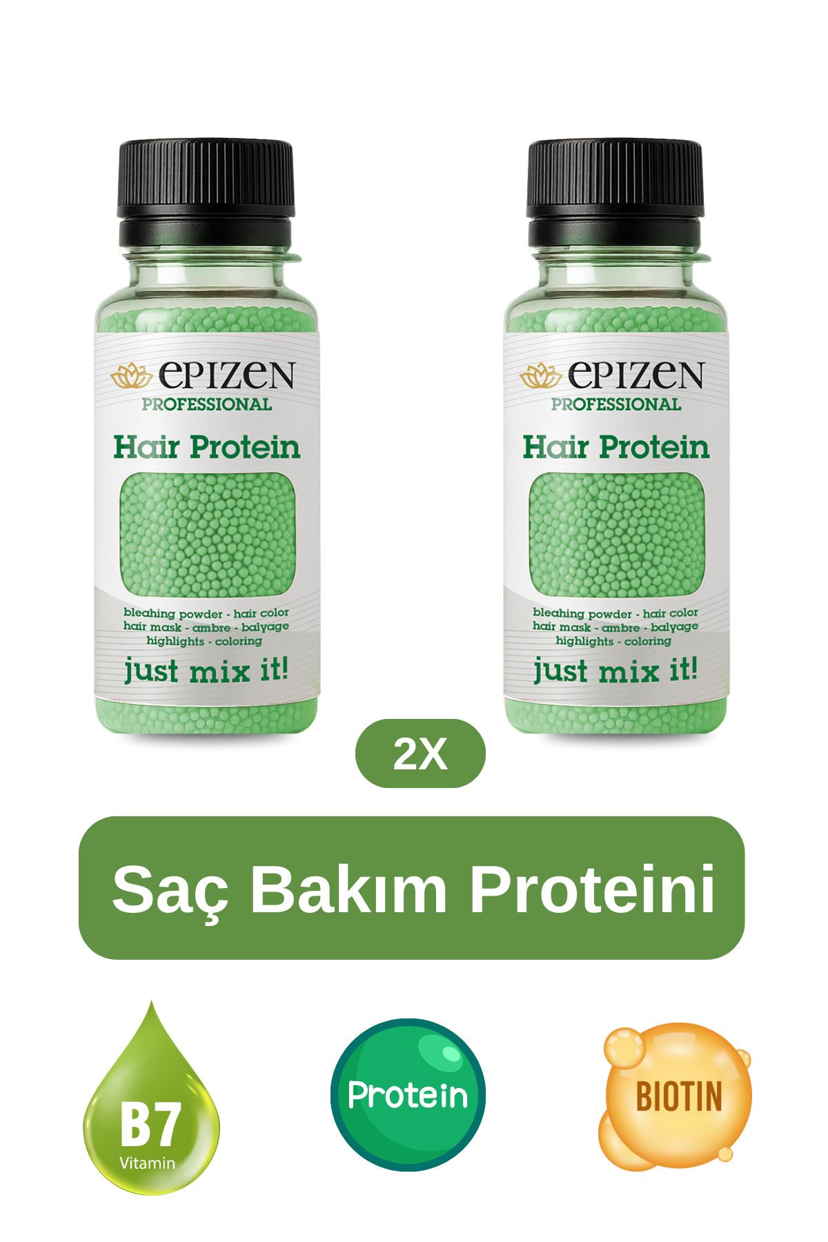 EPİZEN 2 Adet Saç Bakım Proteini / A Vitamini Özellikli Besleyici Onarıcı Saç Dökülmelerine Karşı Destekli