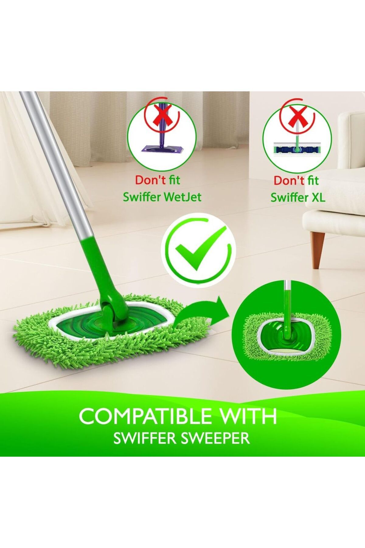 Choice-2 Pack Reusable Dry Sweeping Cloths Microfiber Wet Mop Pads Compatible with Swiffer Sweeper Mop R... 3