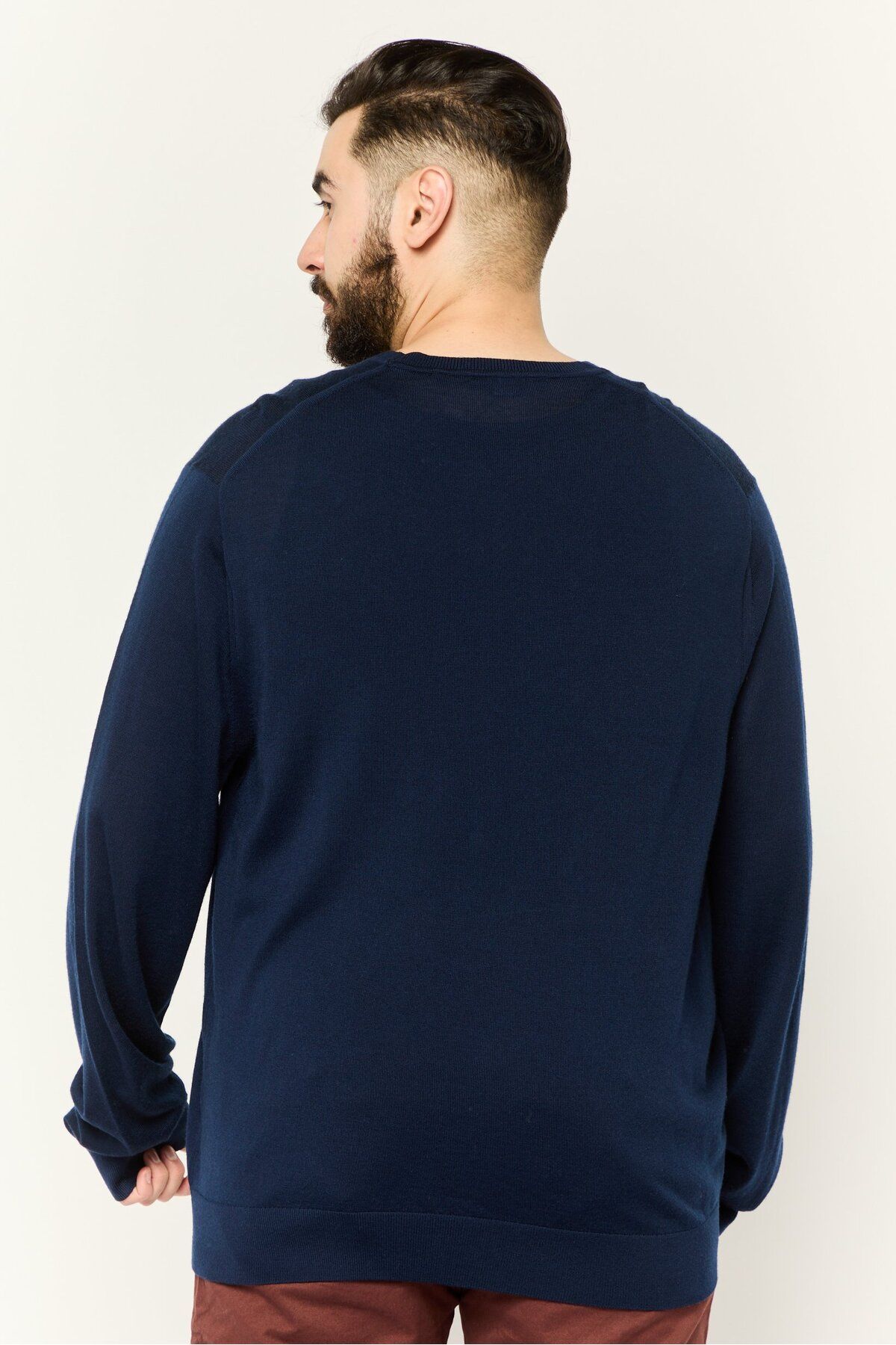 Michael Kors-Men Crew Neck Knitted Sweater, Navy Blue 4