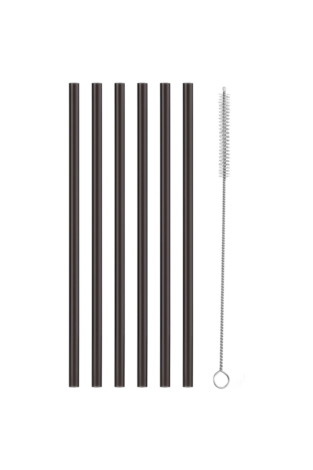 Choice-6black1brush 12Inch Replacement Black Straw for Stanley 40/30oz Cups,Plastic Reusable Straw for Stan 1
