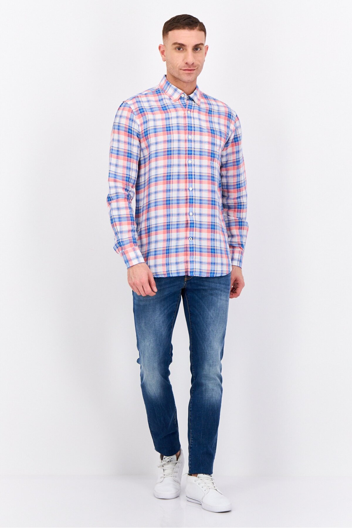 Nautica-Men Classic Fit Checkered Long Sleeves Casual Shirt, Multi Color 4