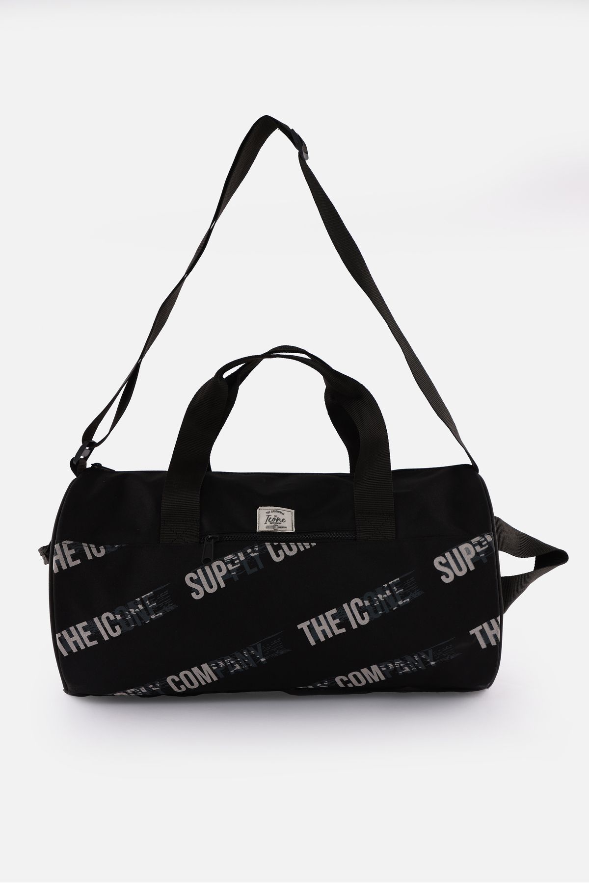 ICONE BAG-حقيبة رياضية للجنسين - موديل اسطواني، مطبوعة، جيب، مقبض وحزام قابل للتعديل 4