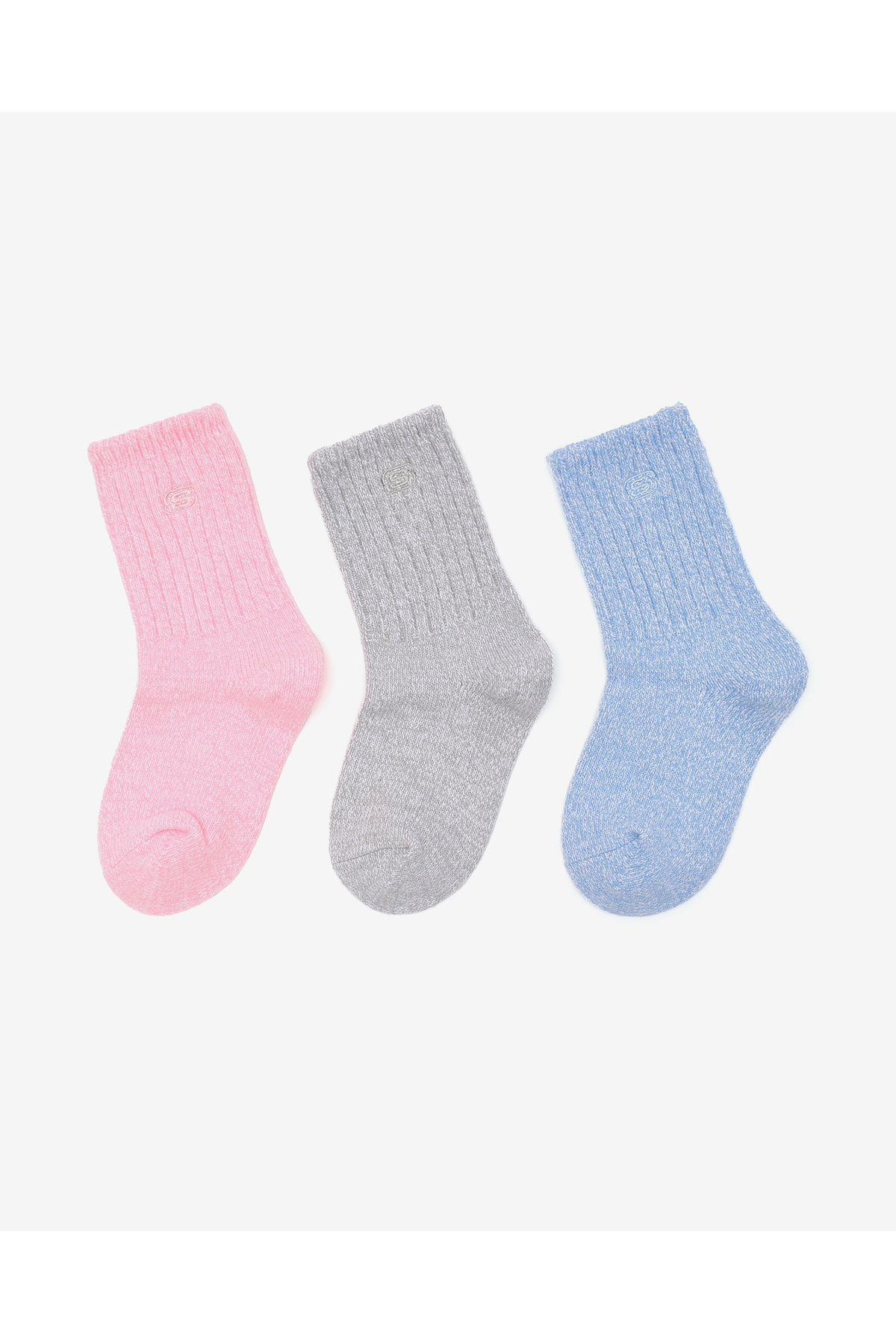 NON TERRY CREW - جوراب بچه گانه 3 بسته جوراب صورتی دختر بزرگ S600806-690 Skechers