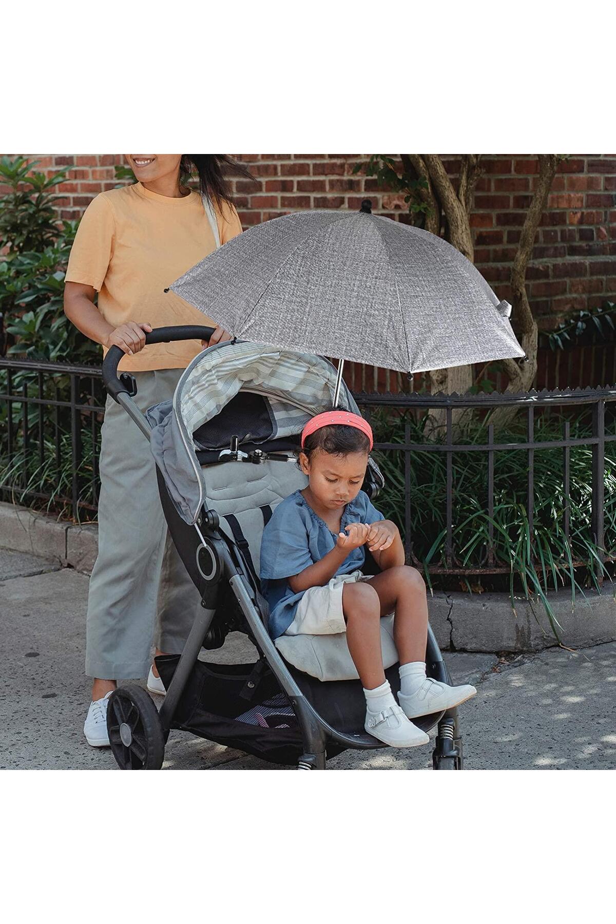 valkyrie Bebek Arabası İçin Ayrılabilir 360 Derece Ayarlanabilir 75 cm Şemsiye - Gri fotoğrafı 4 (önizleme)