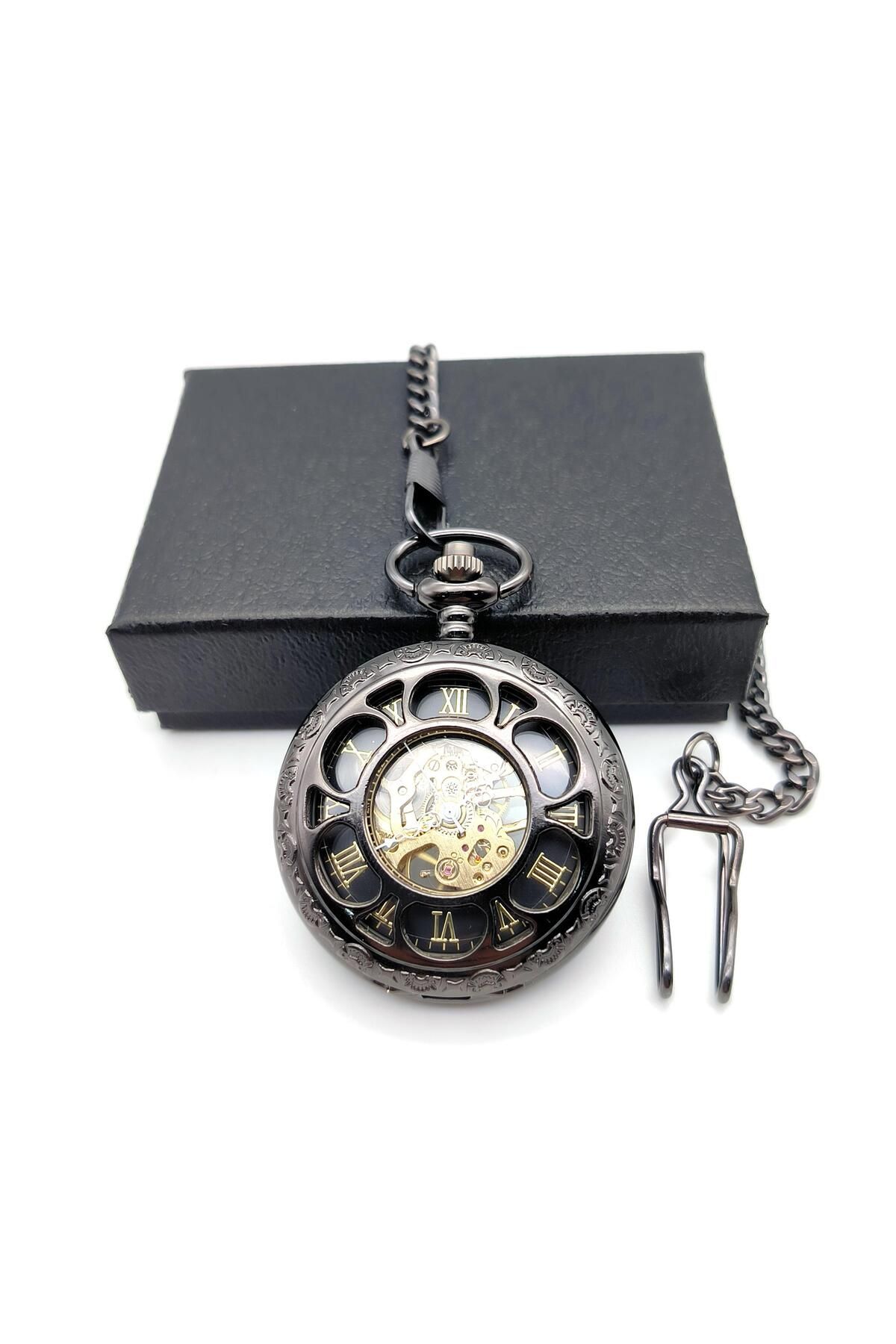 valkyrie-Wind-Up Mechanical Skeleton Chain Pocket Watch 2
