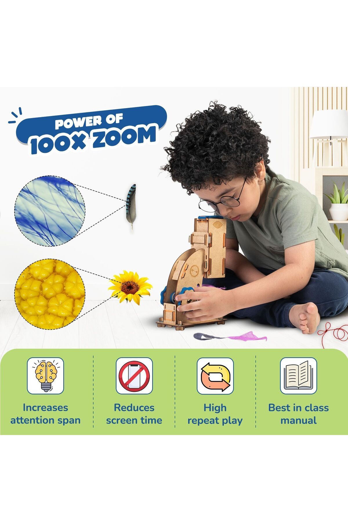Smartivity-- Microscope Microscope 100x Zoom Stem Diy Fun Game For Kids Age 8 To 14 Years Old Toy 2