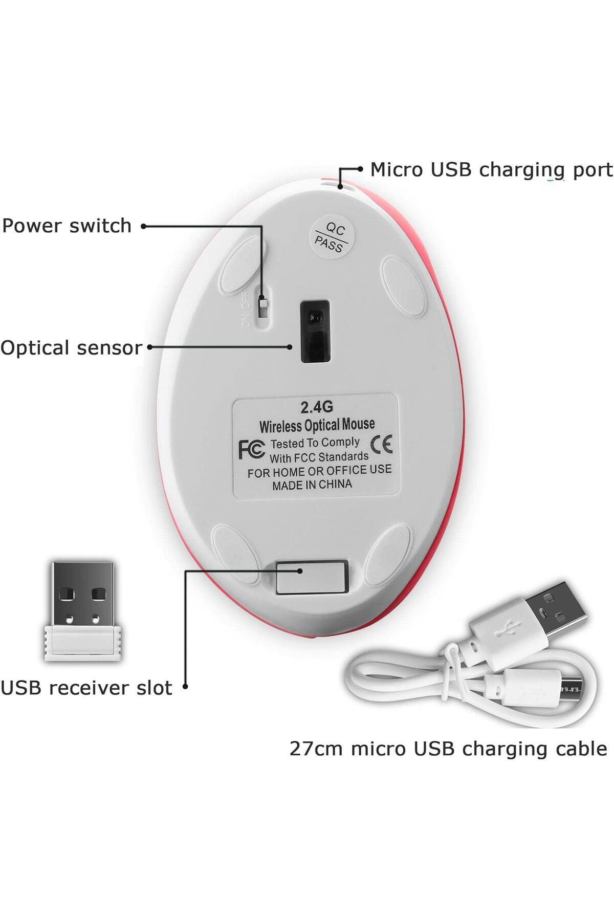 valkyrie Y08 Dikey Kablosuz 2.4G Sessiz Şarjlı 6 Tuşlu Vertical