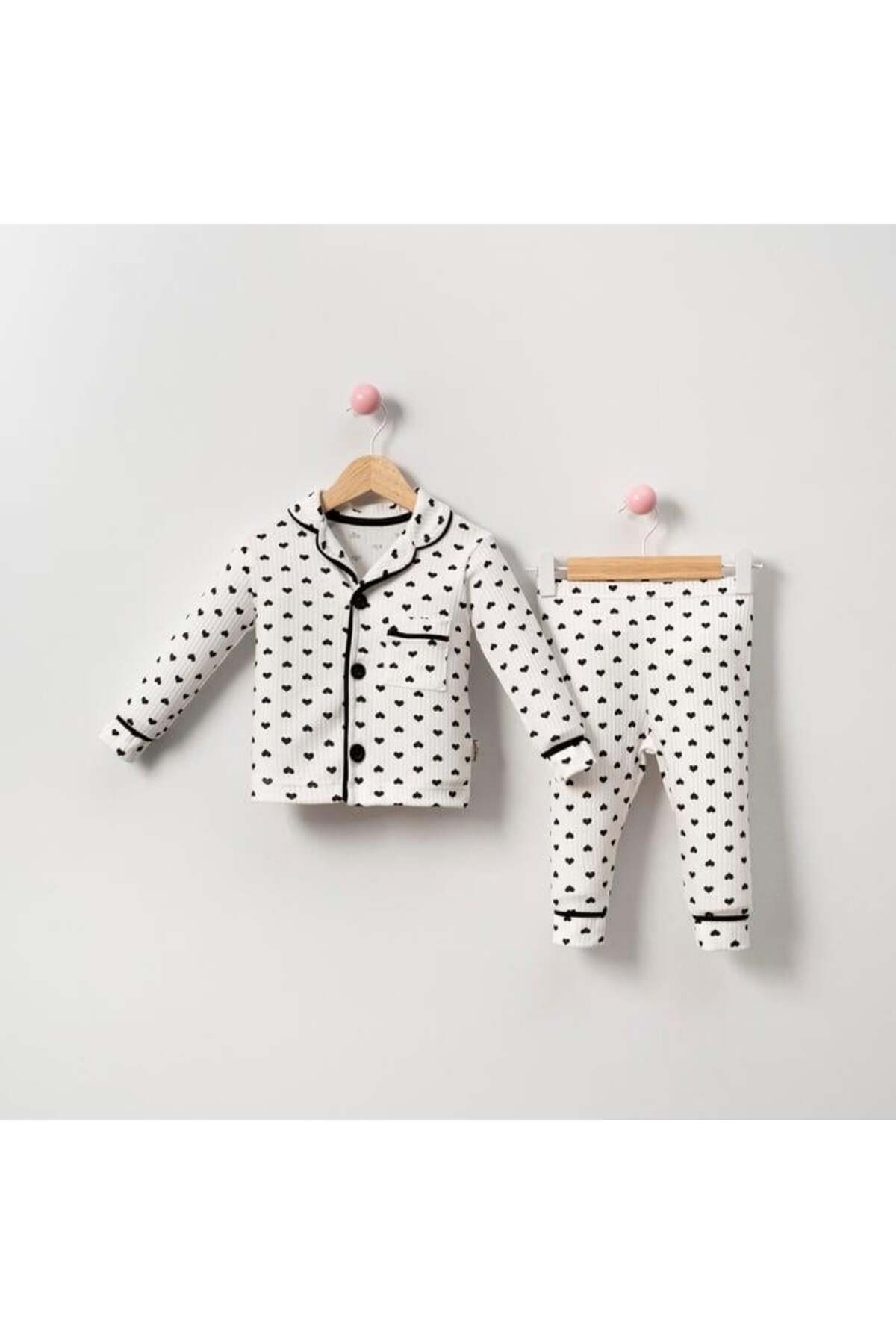 Lolons Kalp Baskılı Kız Bebek Pijama Takımı fotoğrafı 2 (önizleme)