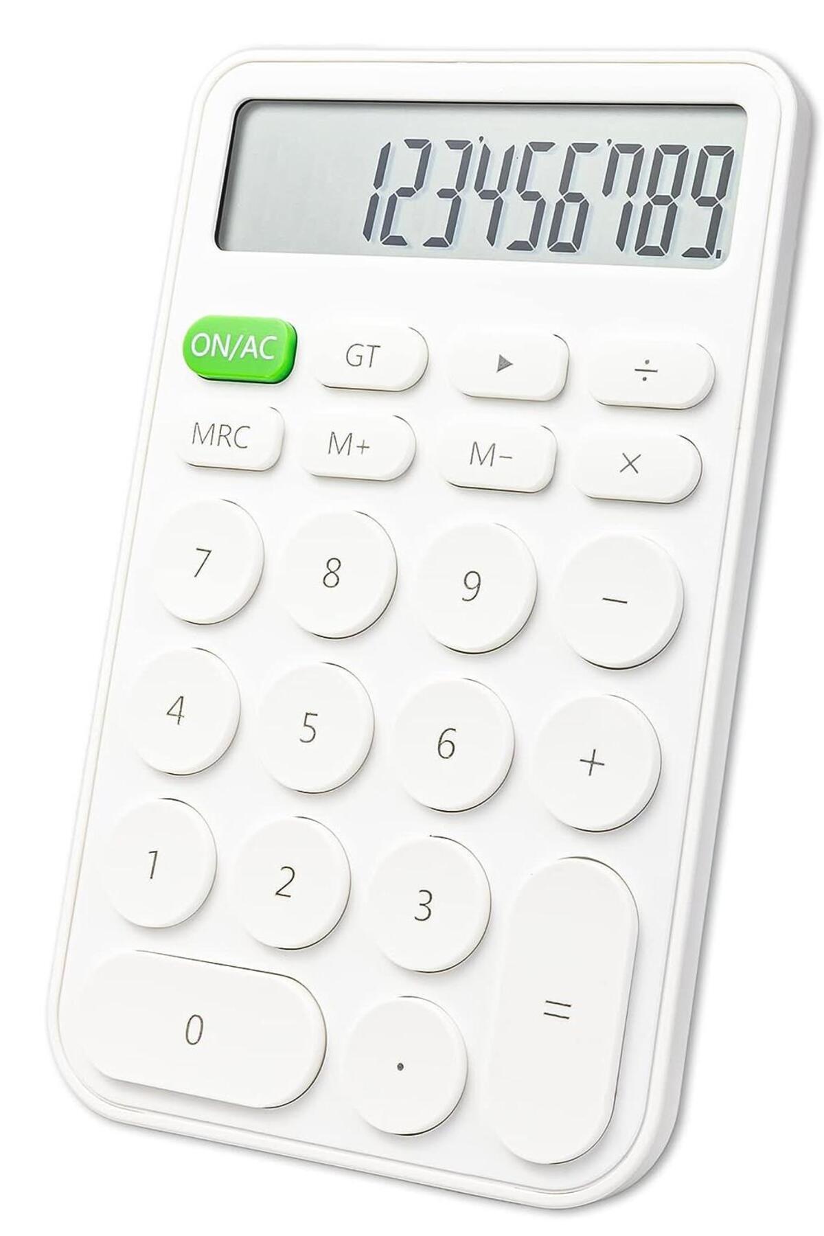 valkyrie Junno Sevimli Yuvarlak Tuşlu 12 Basamaklı Masaüstü Hesap Makinesi Beyaz