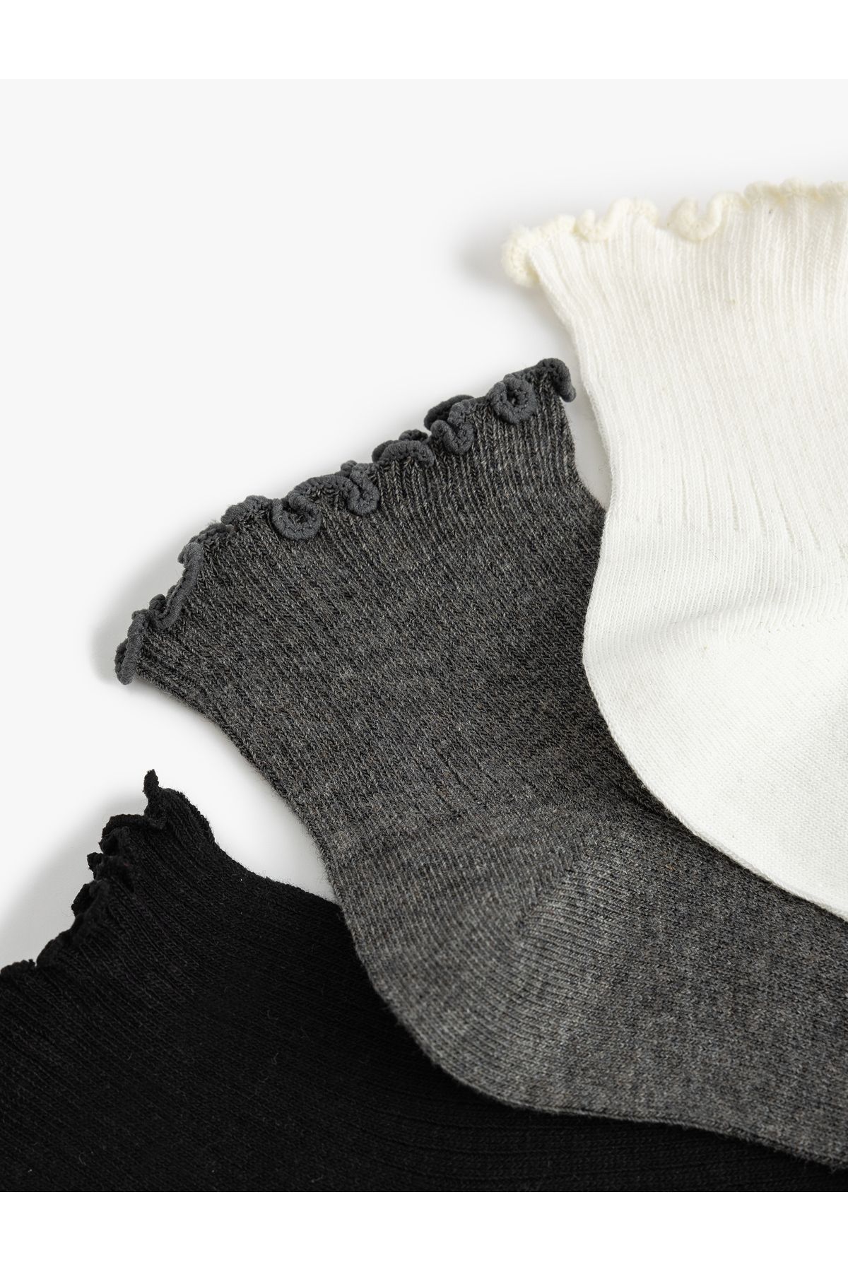 Koton-Set of 3 Booties Socks with Multicolored Ruffle Detail 3