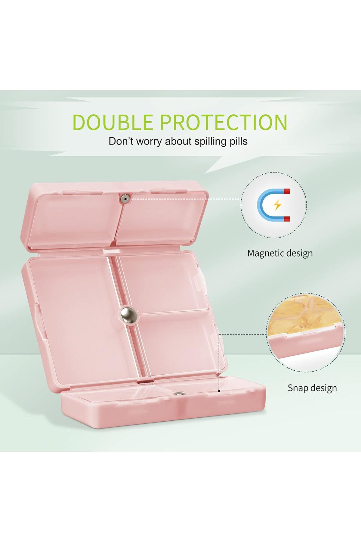 COOYA-Daily Pill Organizer, Portable Folding Design, for Vitamins, Supplements and Medication 4