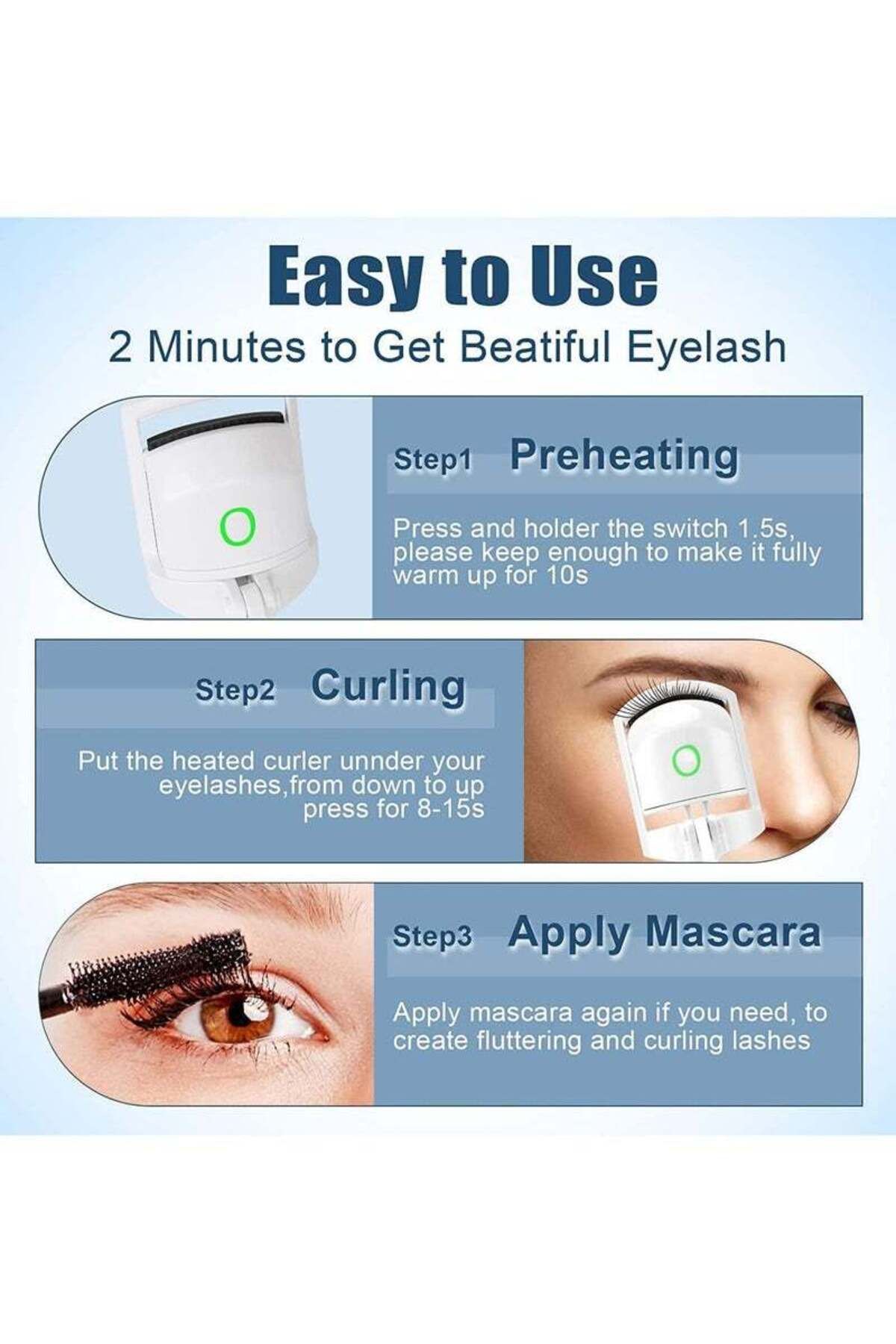 COOYA-Electric Eyelash Curlers, With Fast Heating, 2 Tempreture Setting, Rechargeable, for make up 6